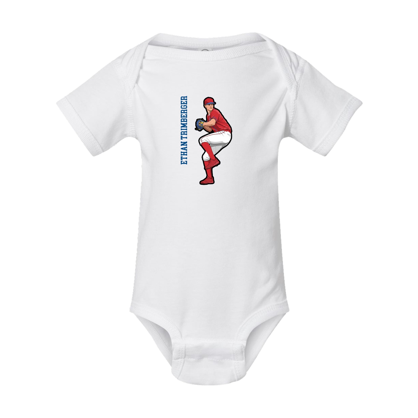 Baby Onesie — Name Vertical in White