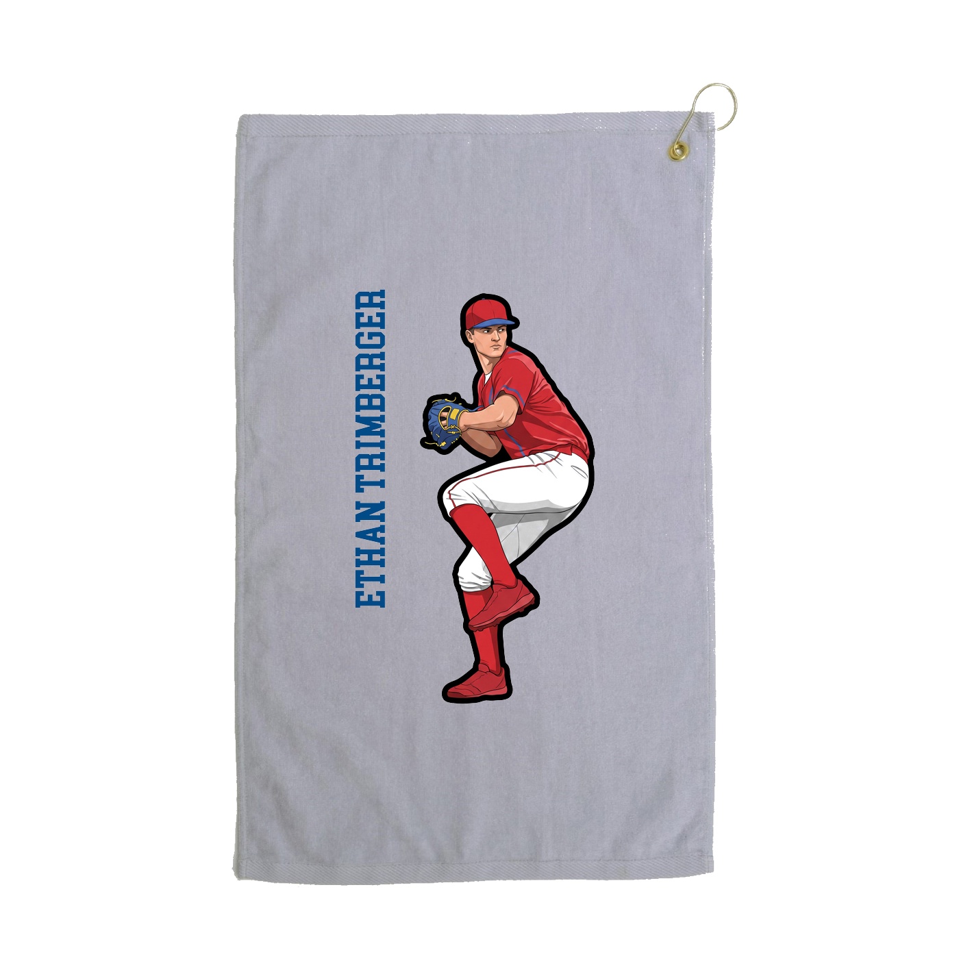 Golf Towel — Name Vertical in Grey