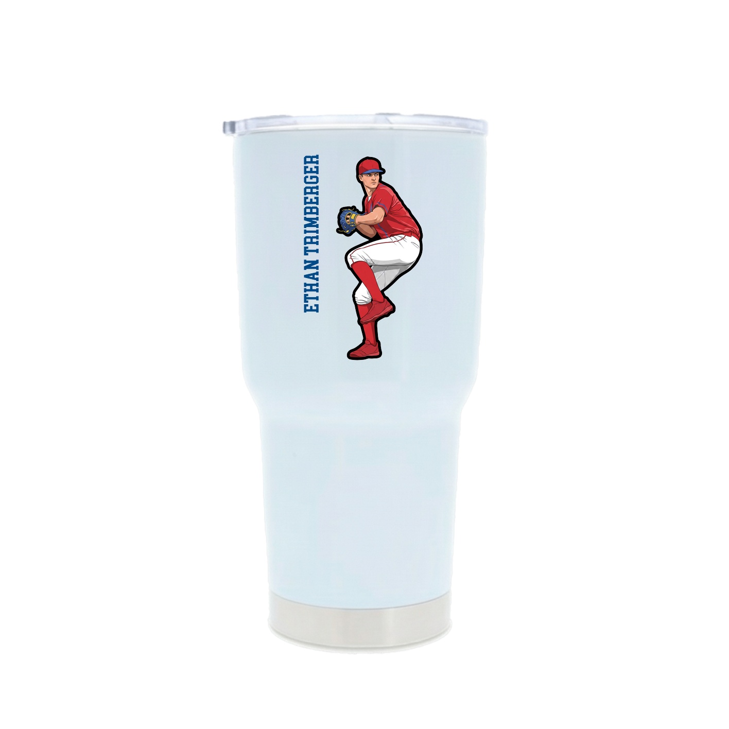30oz Stainless Steel Tumbler — Name Vertical in White