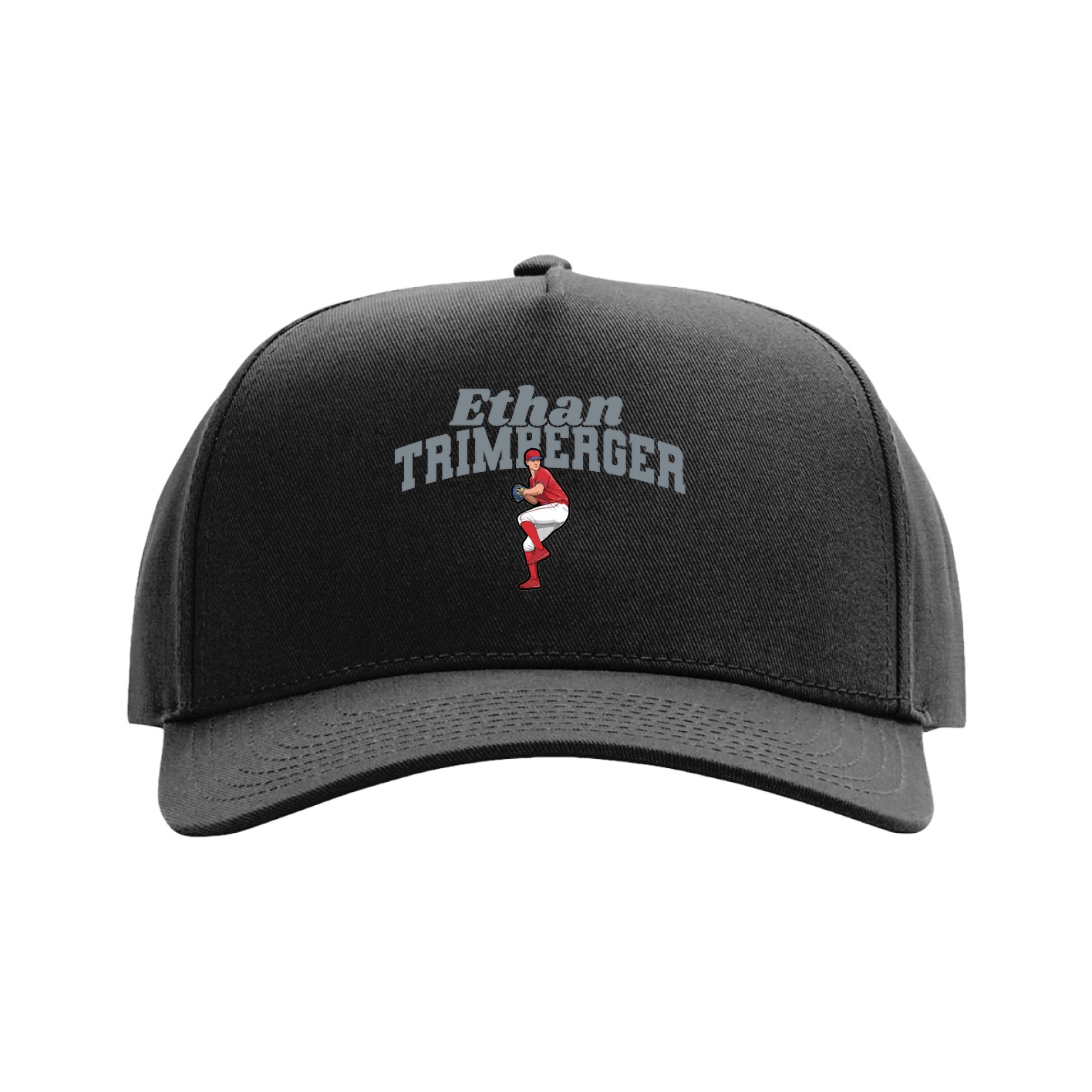 Full Fabric Five-Panel Champ Cap — Signature Arch in Black