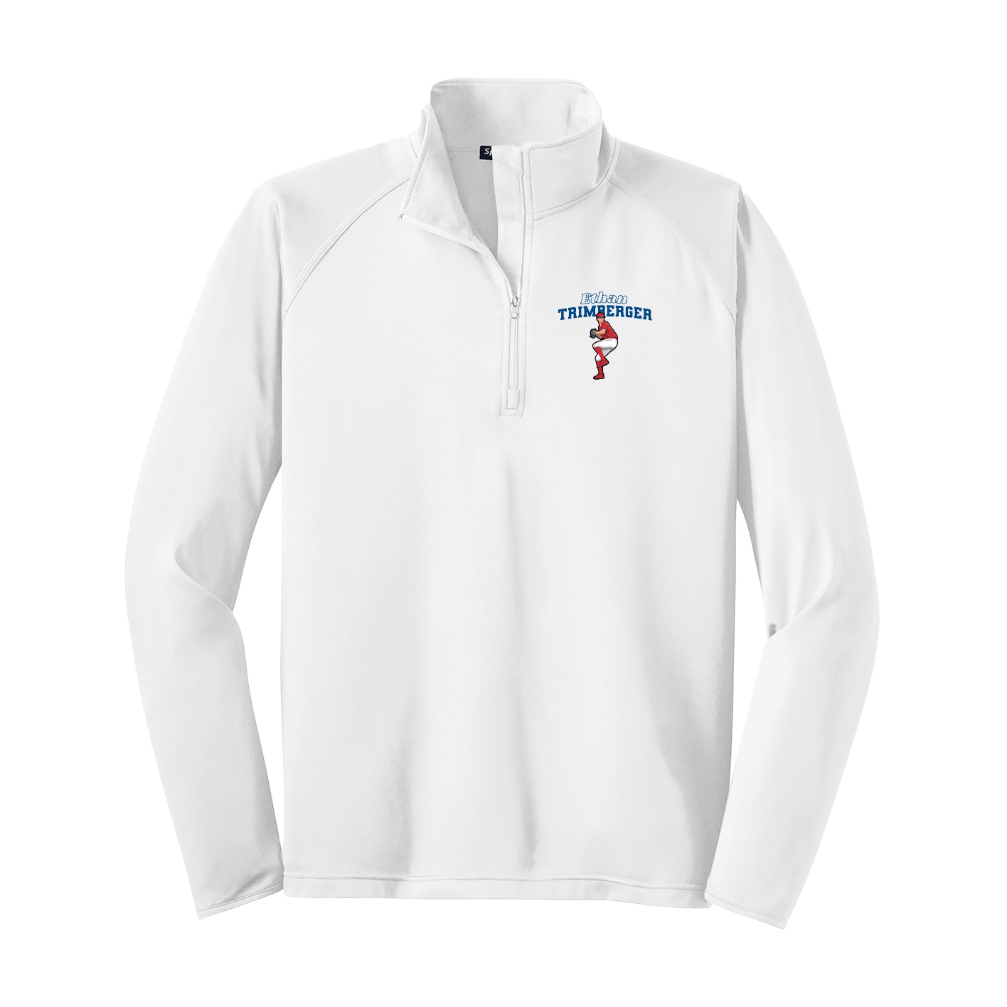 Q-Zip Pullover — Name Arch in White