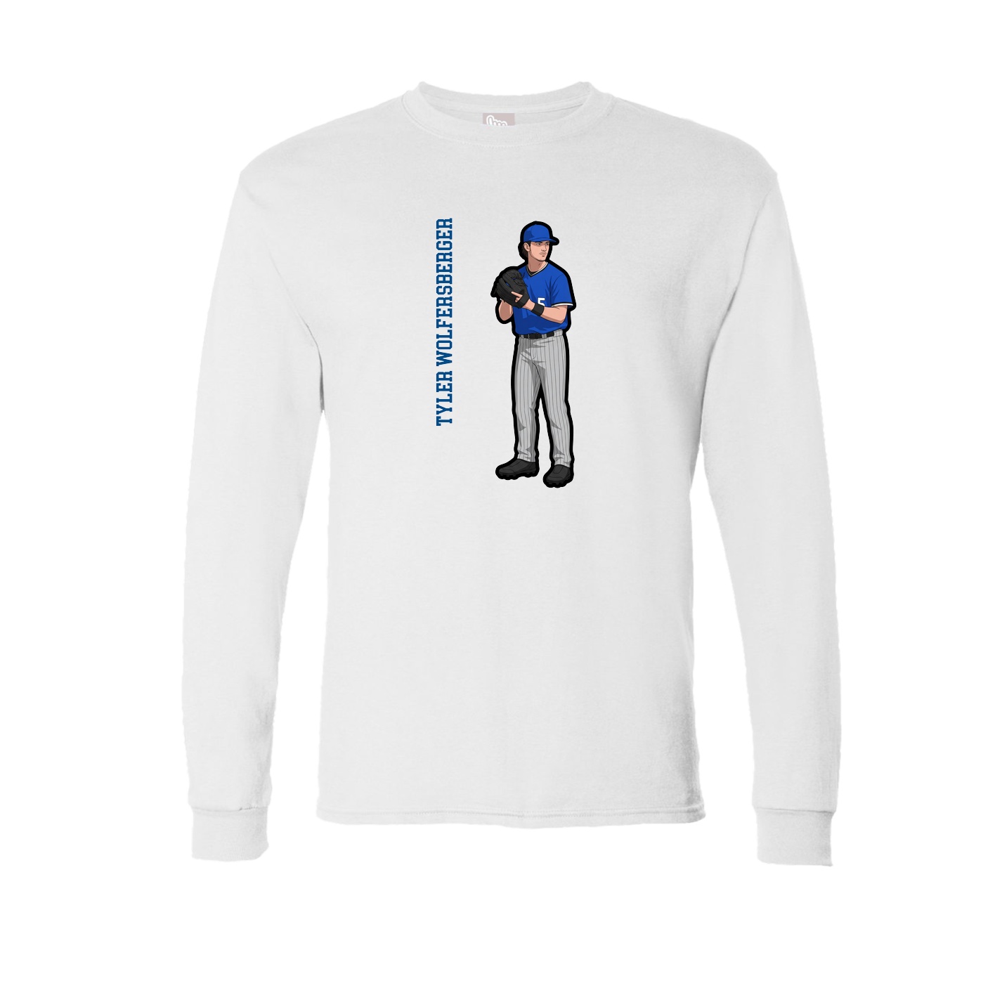 Long Sleeve Tee — Name Vertical in White