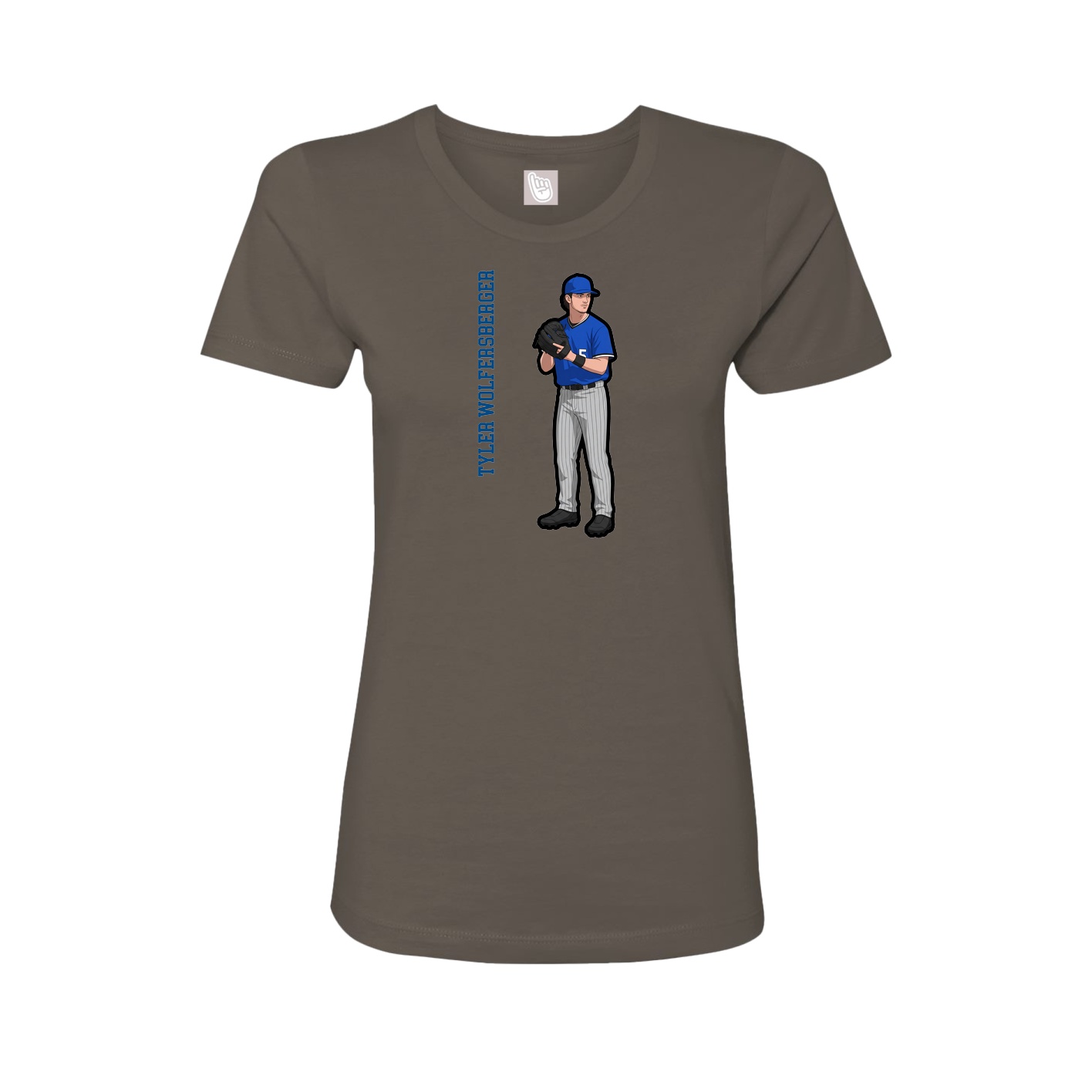 Fitted Women's Tee — Name Vertical in Grey