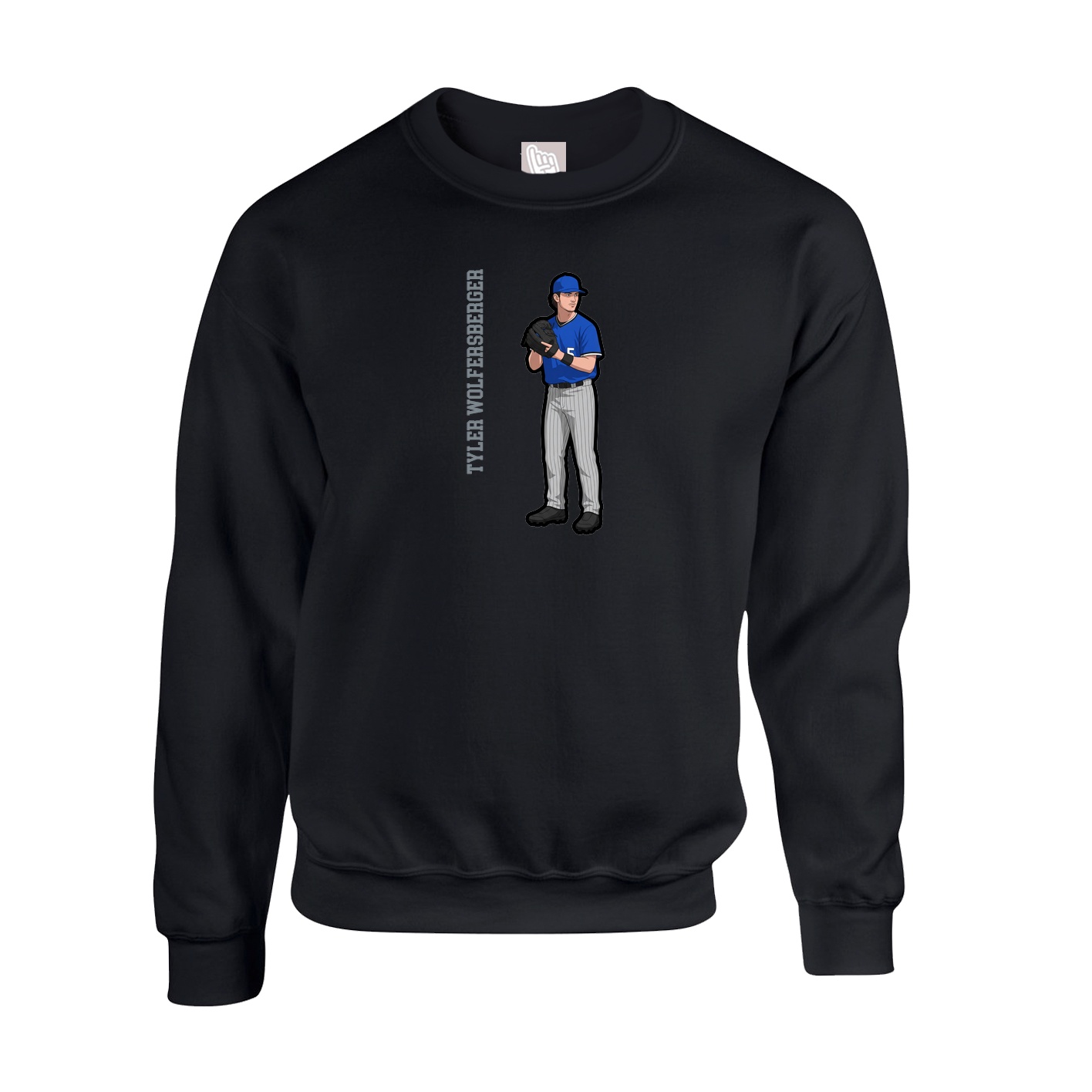 Fleece Crew — Name Vertical in Black
