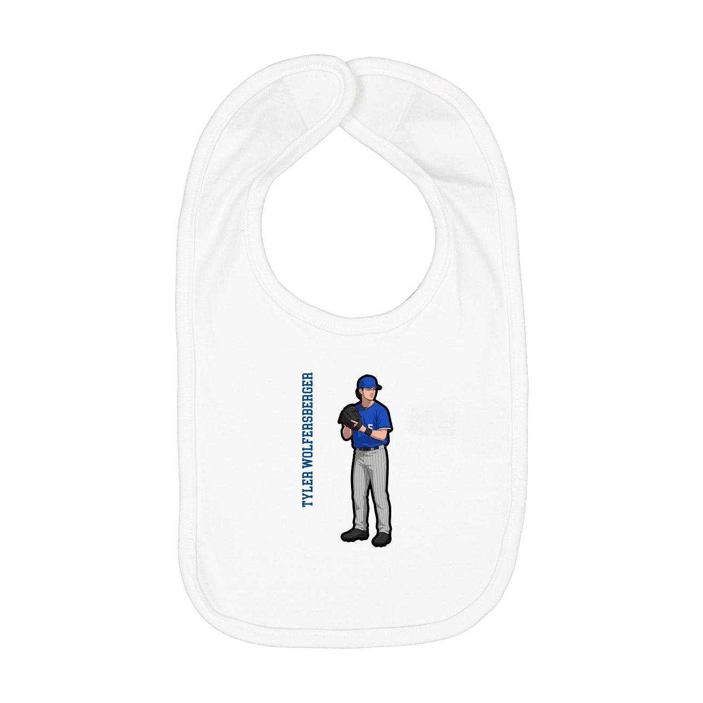 Infant Bib — Name Vertical in White