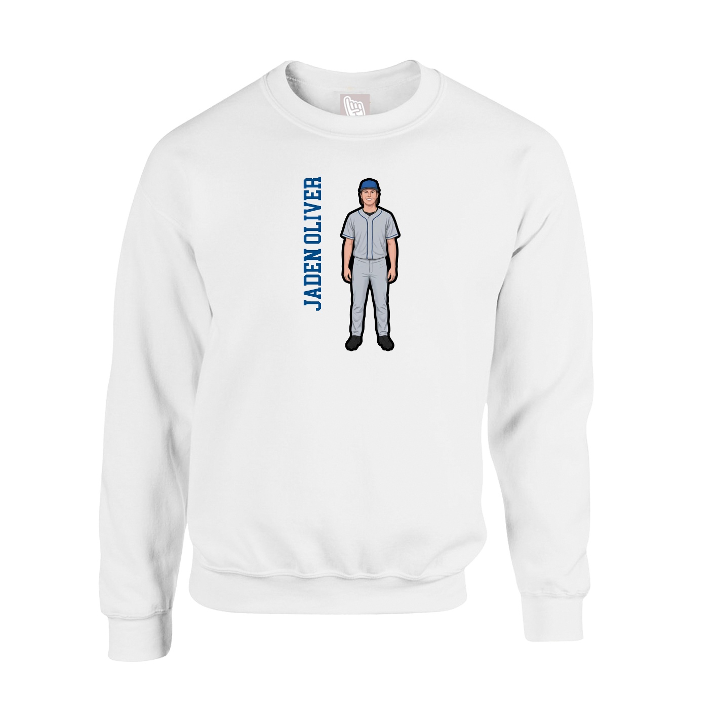 Fleece Crew — Name Vertical in White