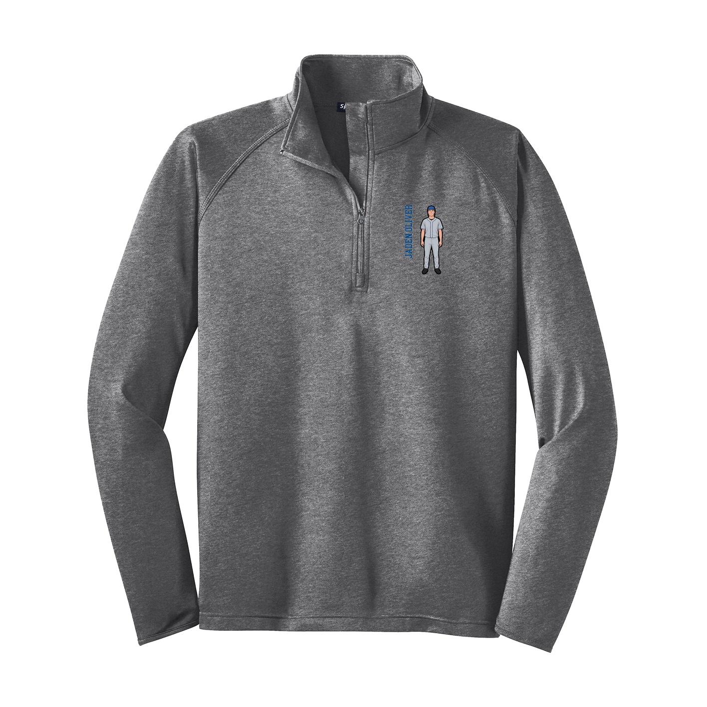 Q-Zip Pullover — Name Vertical in Grey