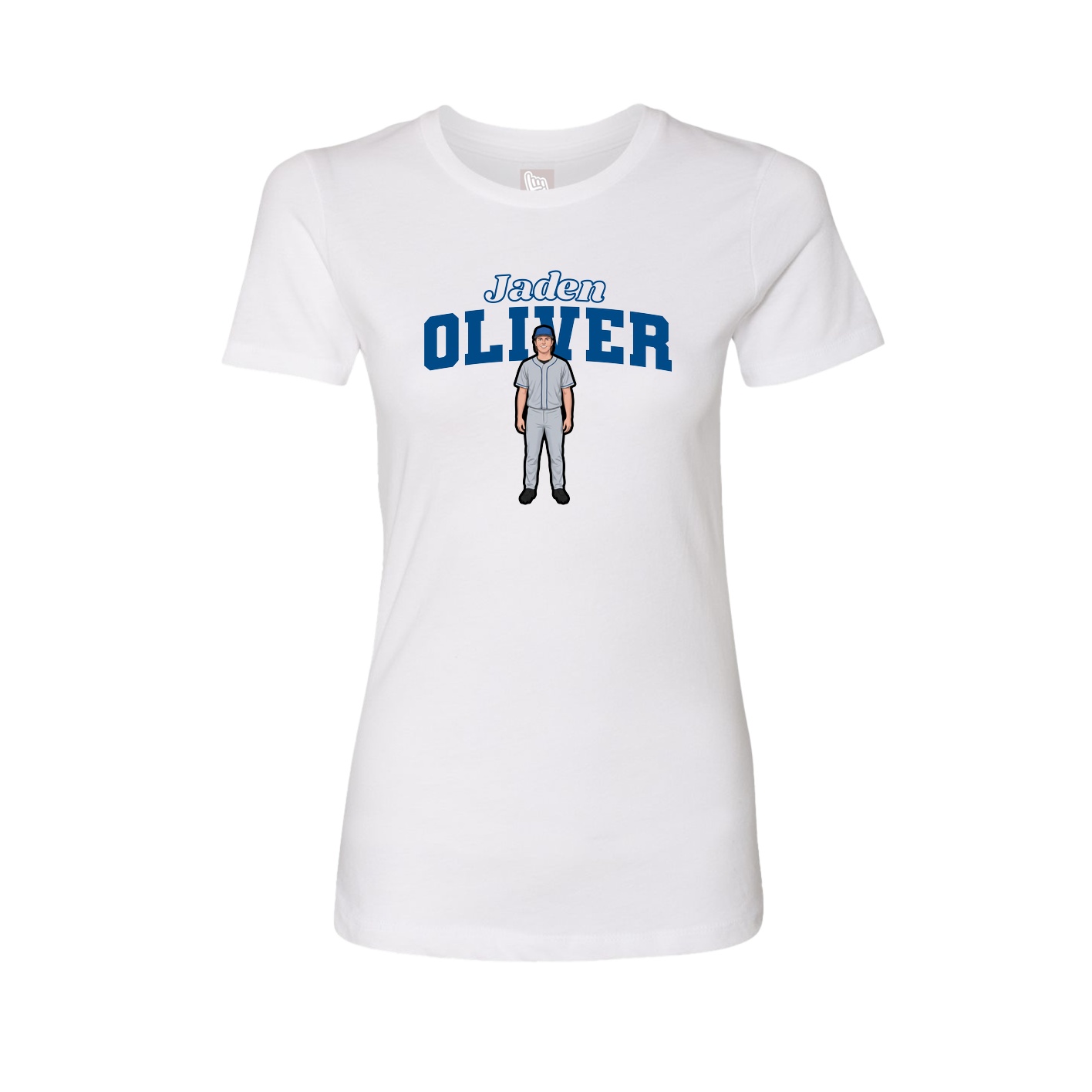 Fitted Women's Tee — Name Arch in White