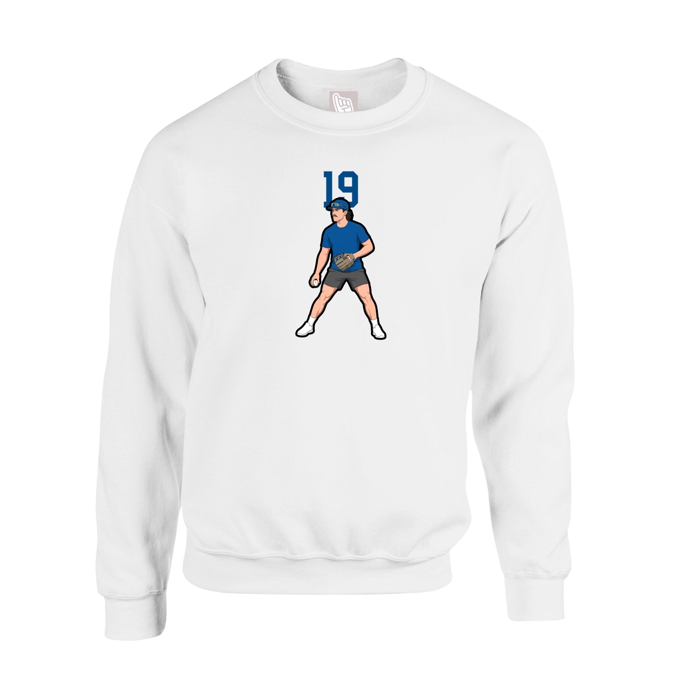 Fleece Crew — Number Top in White