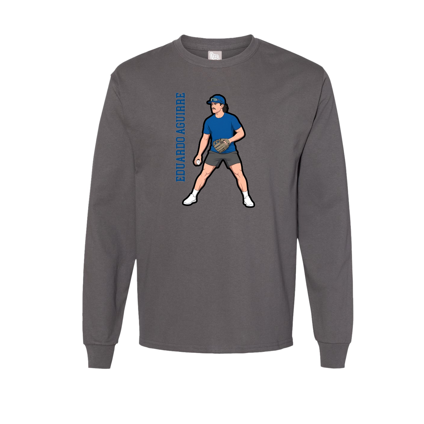 Long Sleeve Tee — Name Vertical in Grey