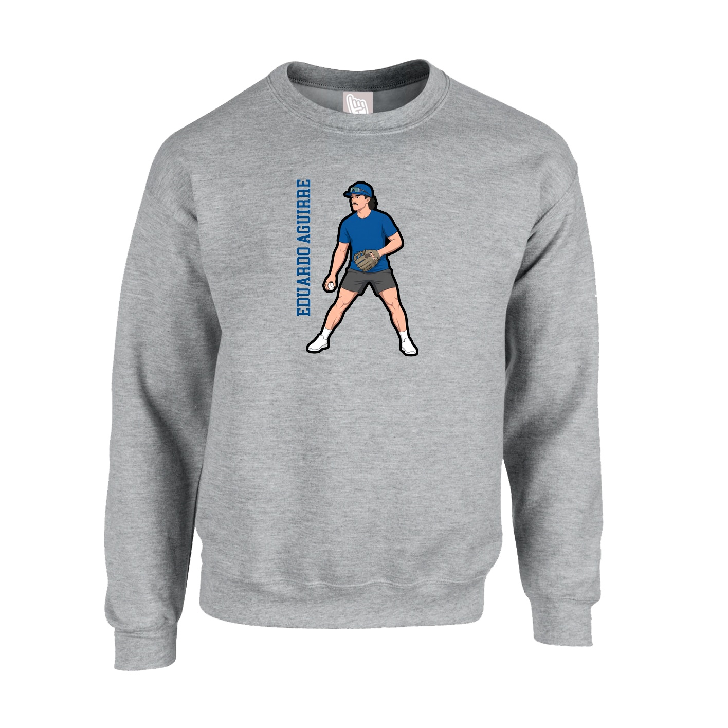 Fleece Crew — Name Vertical in Grey