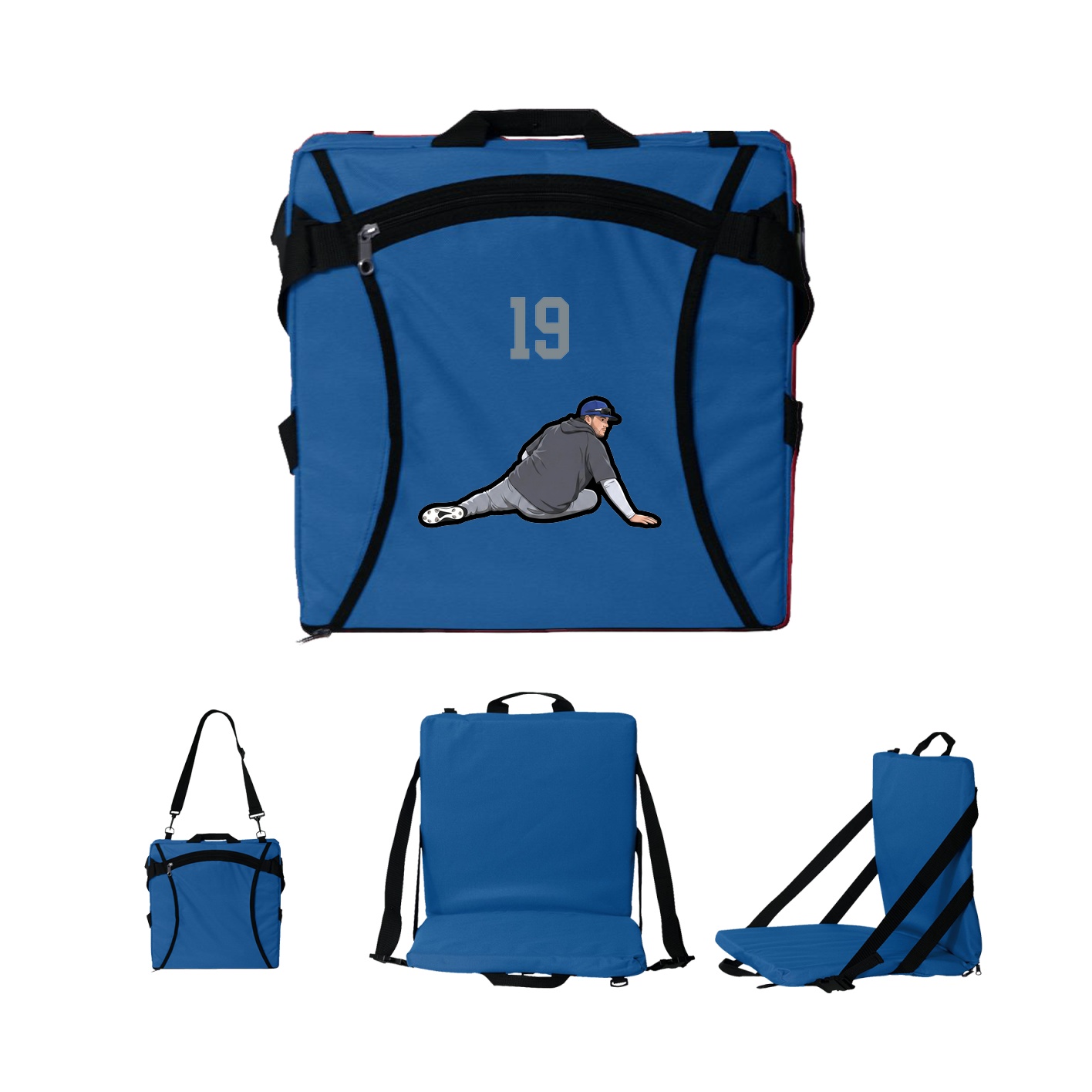 Folding Stadium Seat — Number Top in Royal