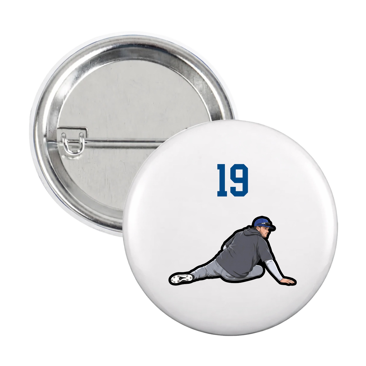 Game Day Button — Number Top in White