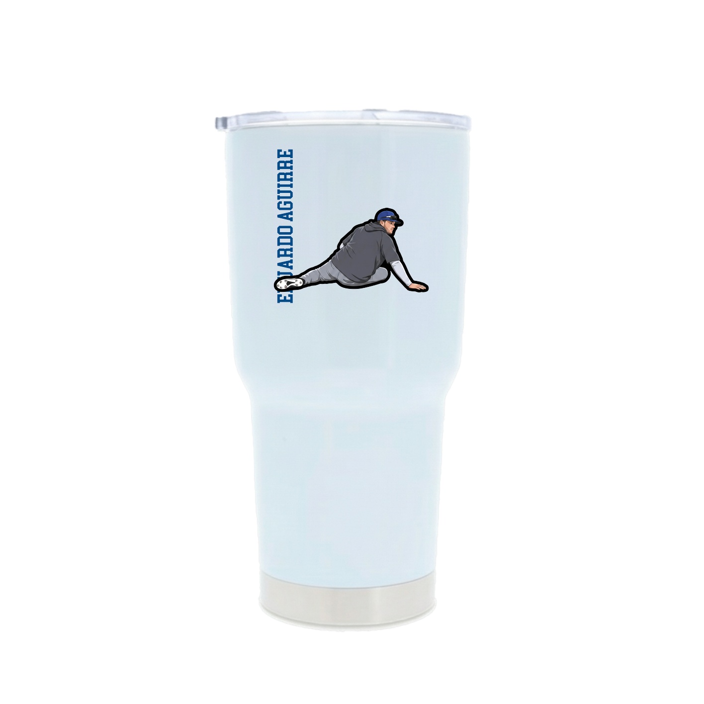 30oz Stainless Steel Tumbler — Name Vertical in White