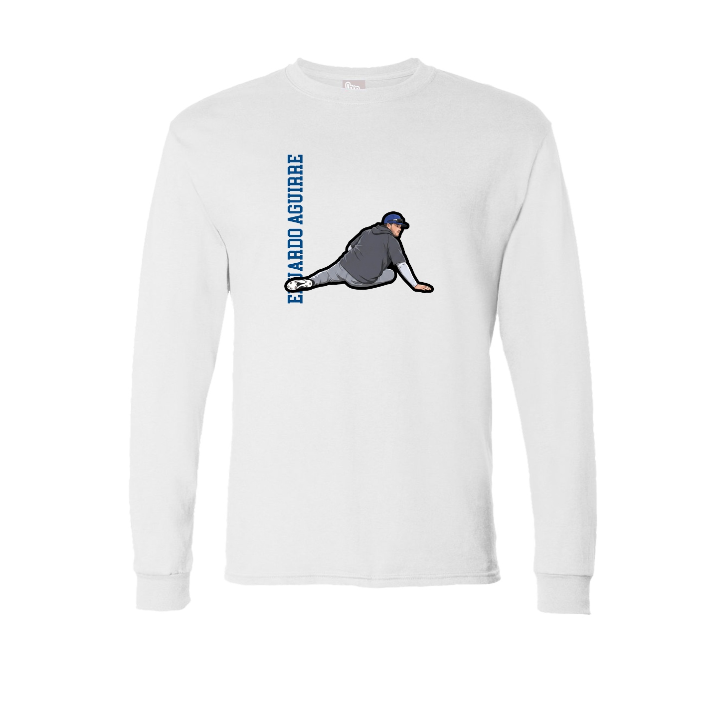 Long Sleeve Tee — Name Vertical in White