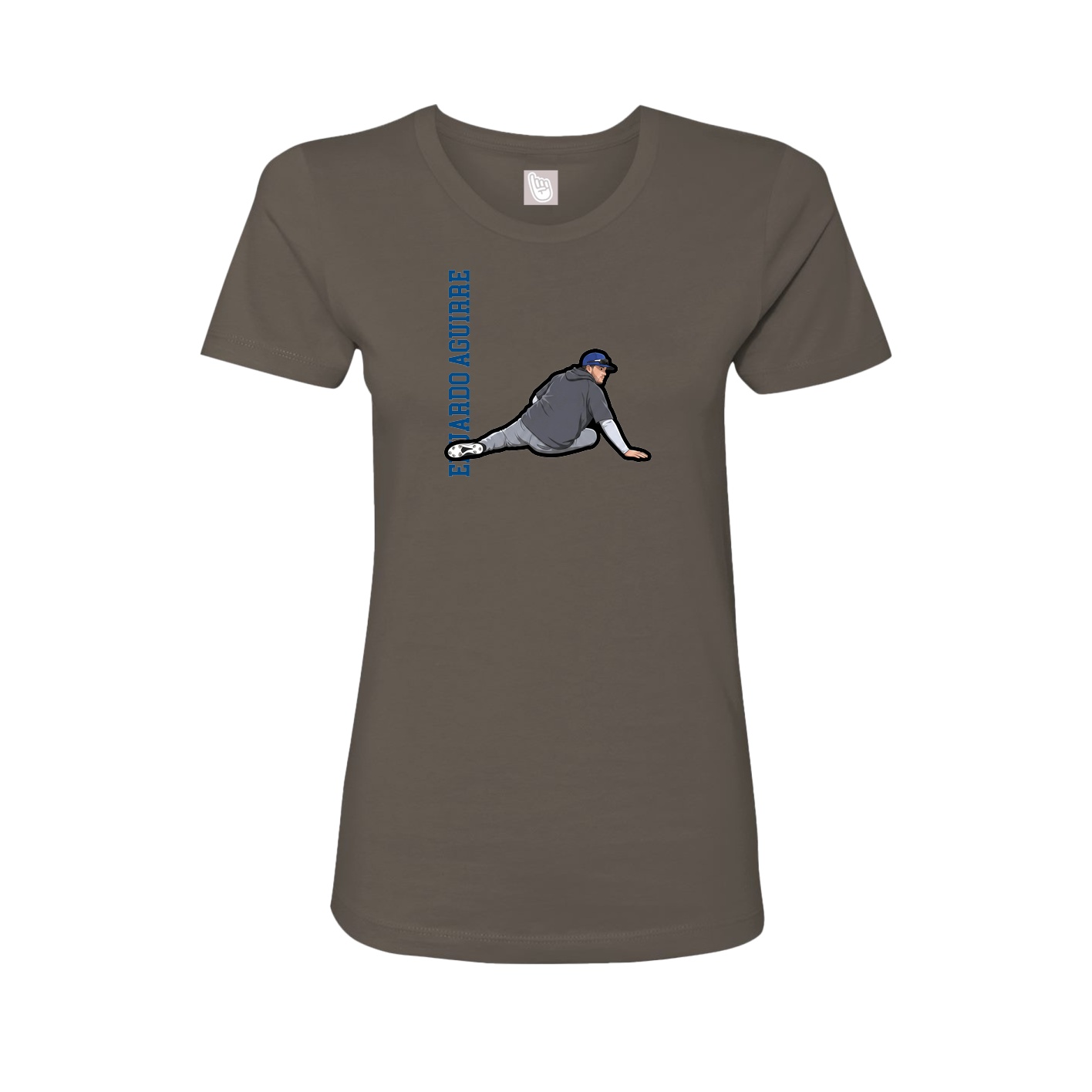 Fitted Women's Tee — Name Vertical in Grey