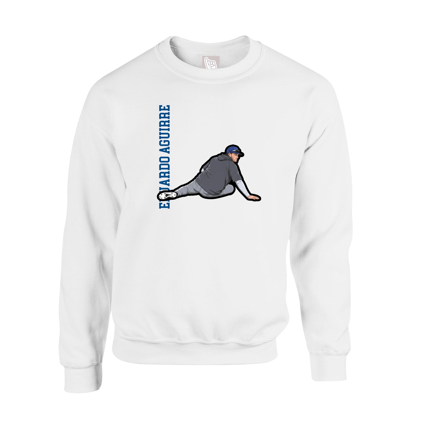 Fleece Crew — Name Vertical in White
