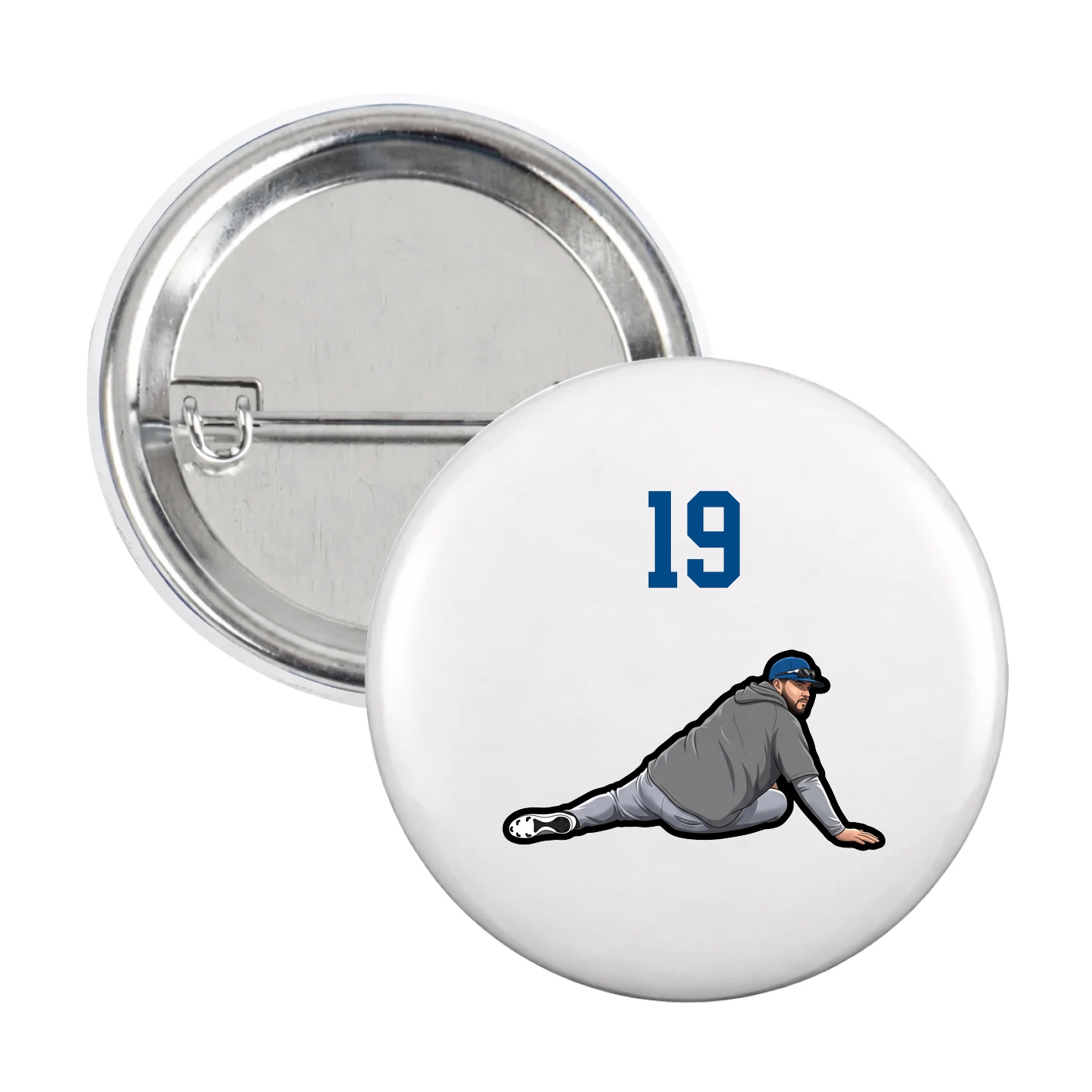 Game Day Button — Number Top in White