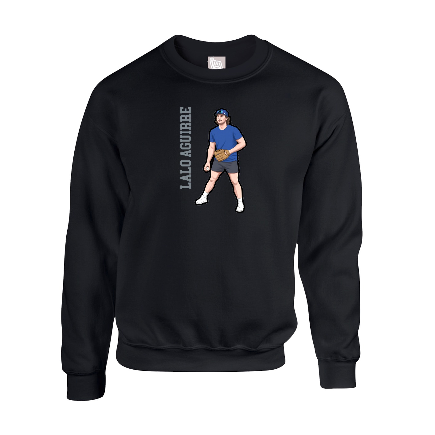 Fleece Crew — Name Vertical in Black