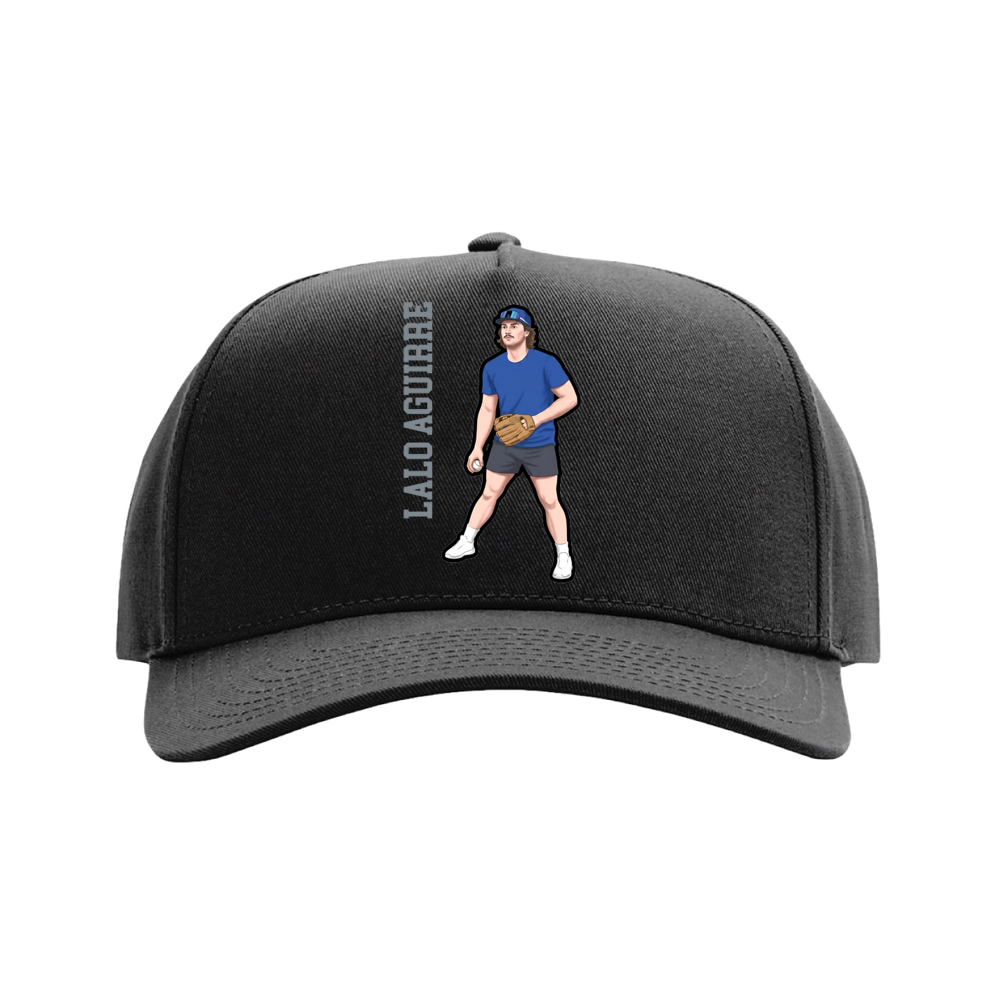 Full Fabric Five-Panel Champ Cap — Name Vertical in Black
