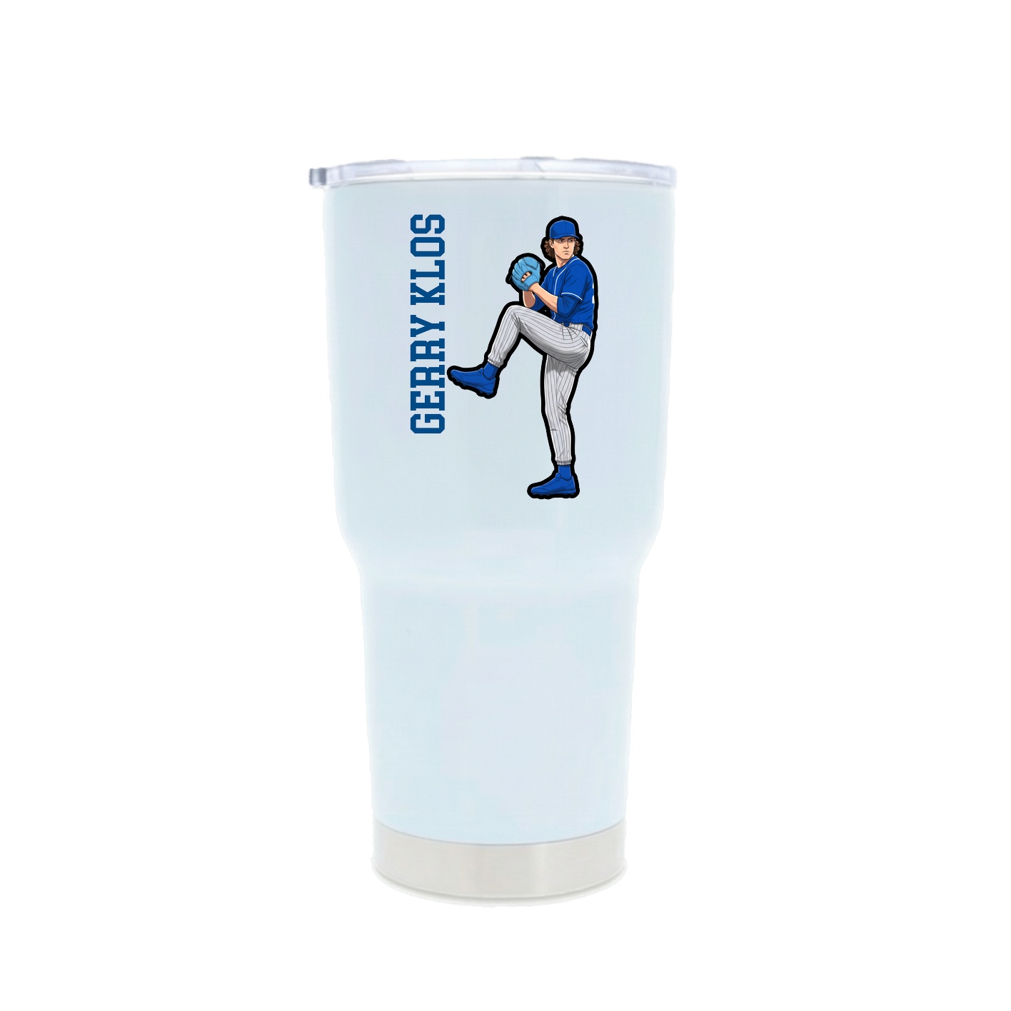 30oz Stainless Steel Tumbler — Name Vertical in White