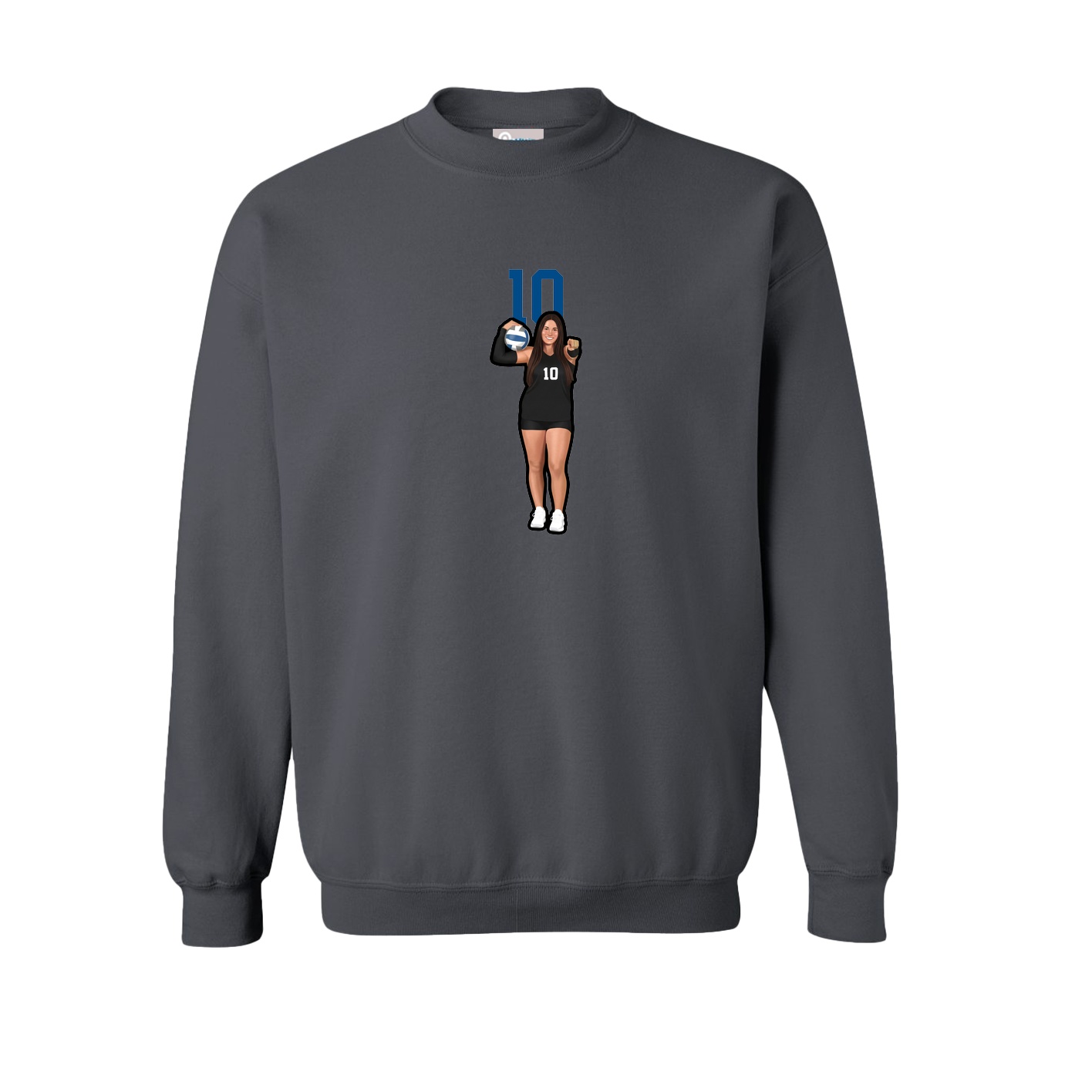 Fleece Crew — Number Top in Grey