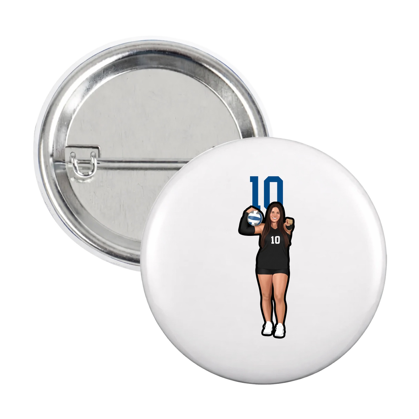 Game Day Button — Number Top in White