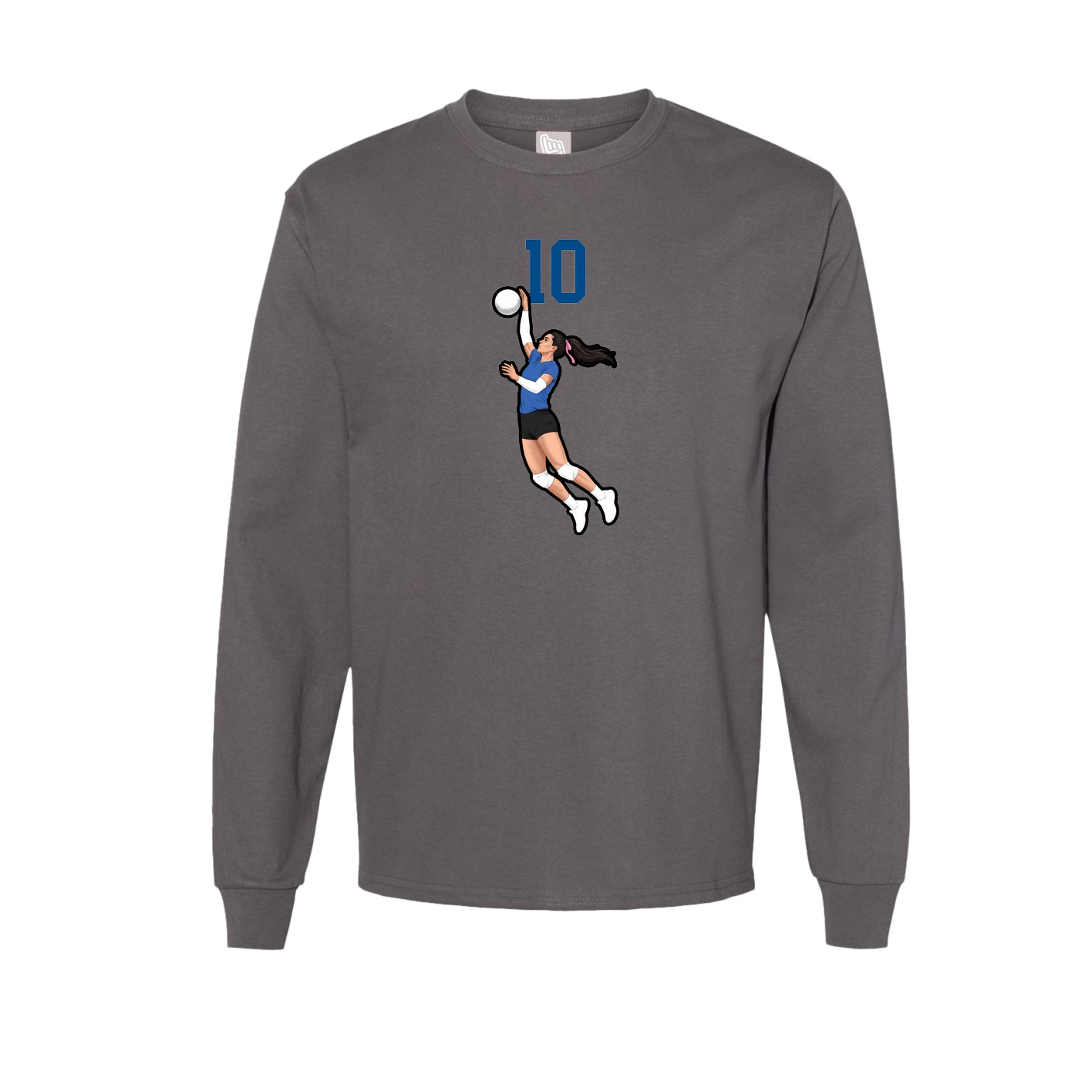 Long Sleeve Tee — Number Top in Grey