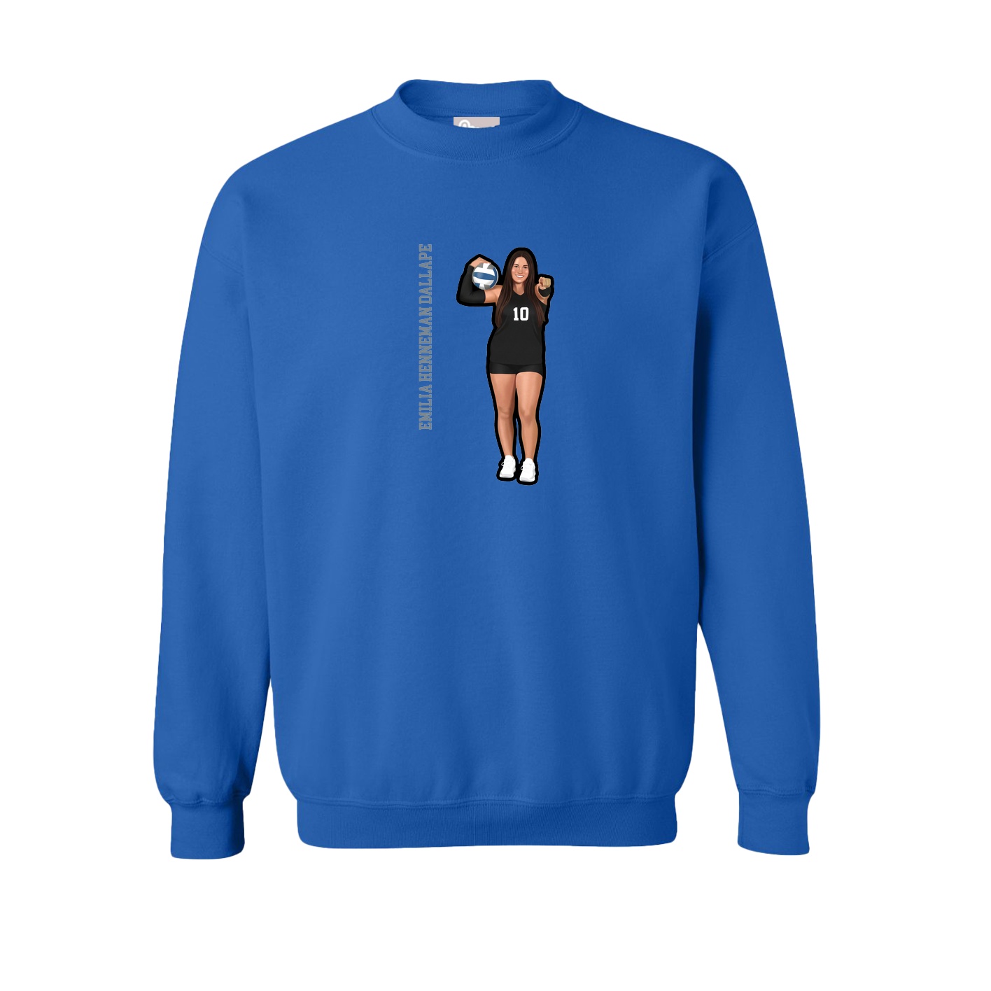 Fleece Crew — Name Vertical in Royal