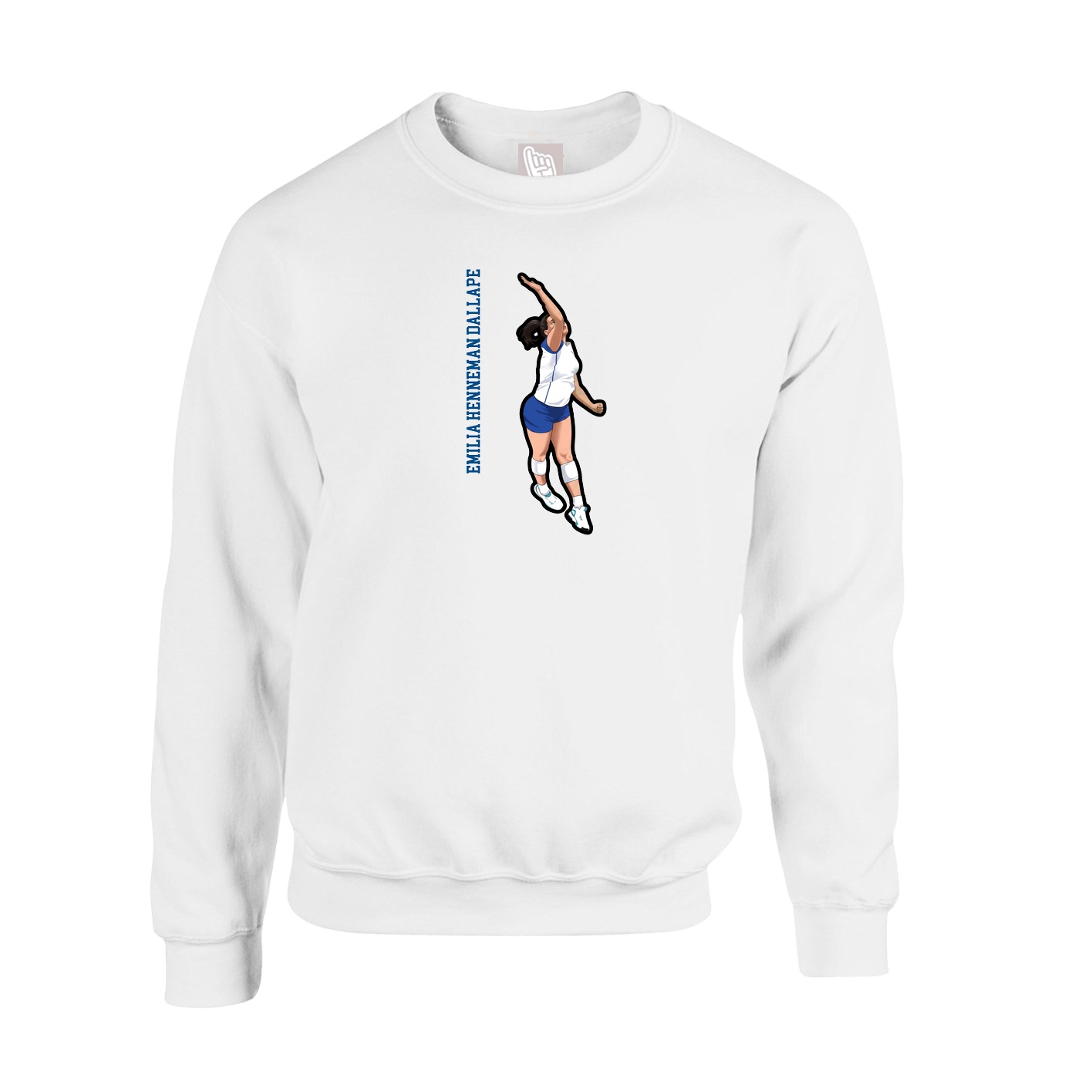 Fleece Crew — Name Vertical in White