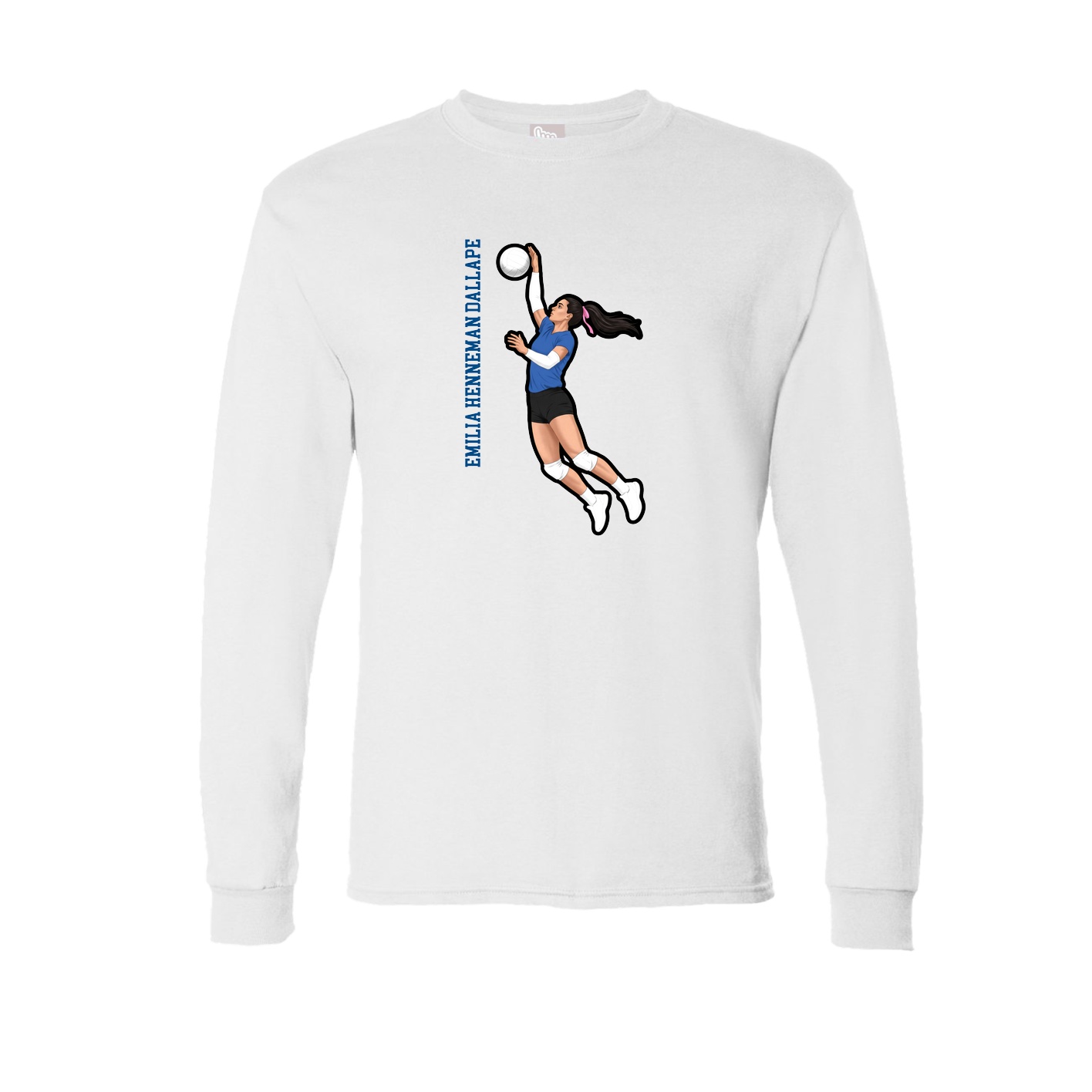 Long Sleeve Tee — Name Vertical in White