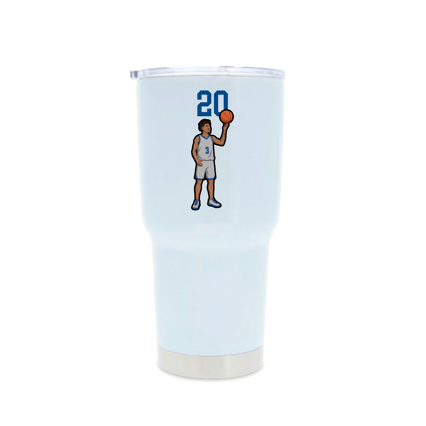 30oz Stainless Steel Tumbler — Number Top in White