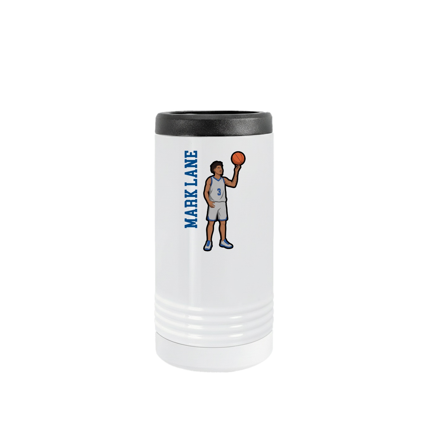 Slim Beverage Holder — Name Vertical in White