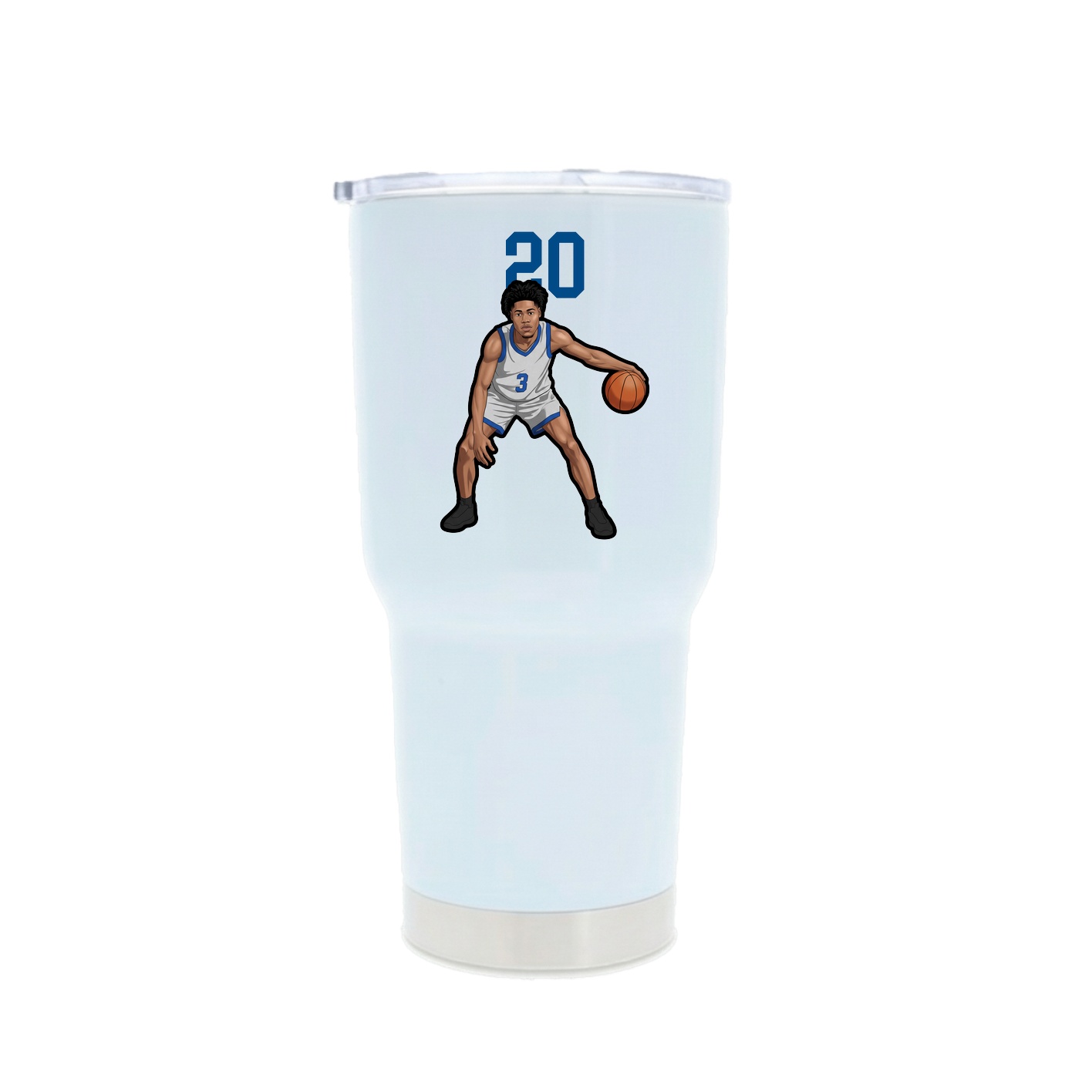 30oz Stainless Steel Tumbler — Number Top in White