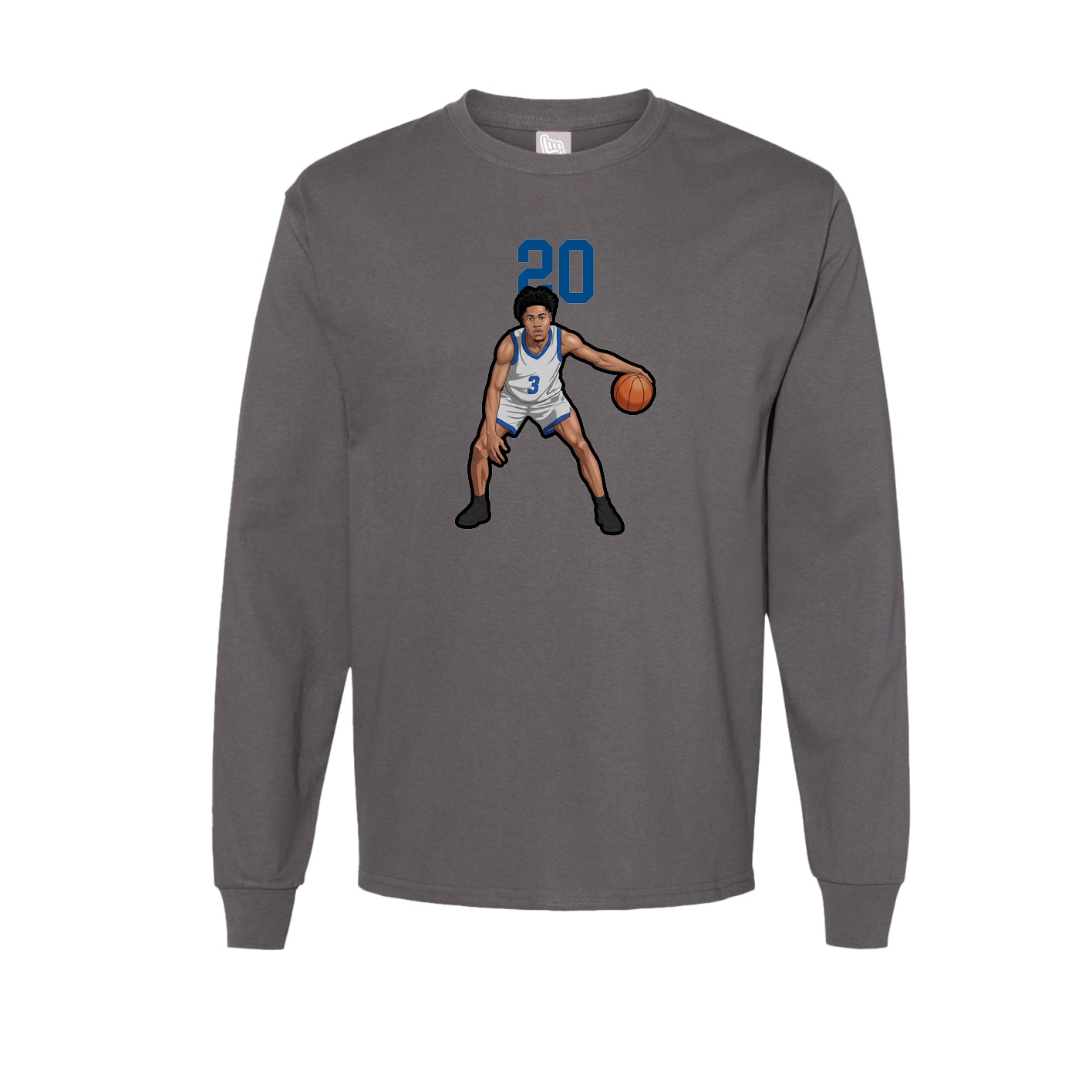 Long Sleeve Tee — Number Top in Grey