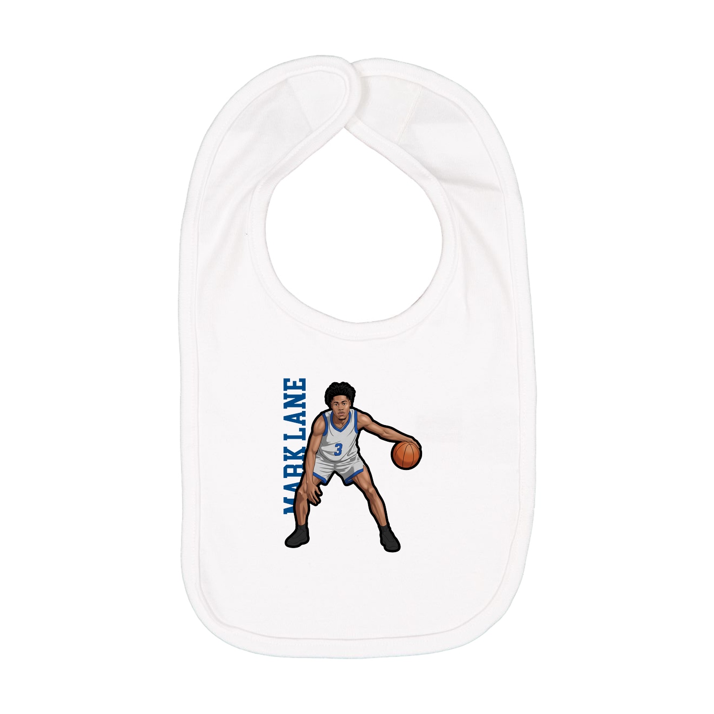 Infant Bib — Name Vertical in White