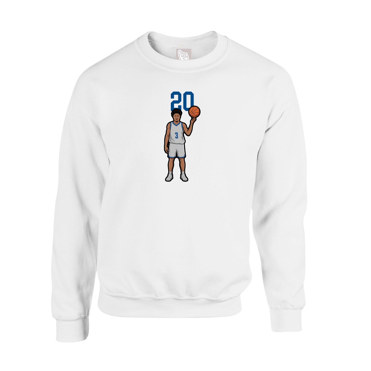 Fleece Crew — Number Top in White