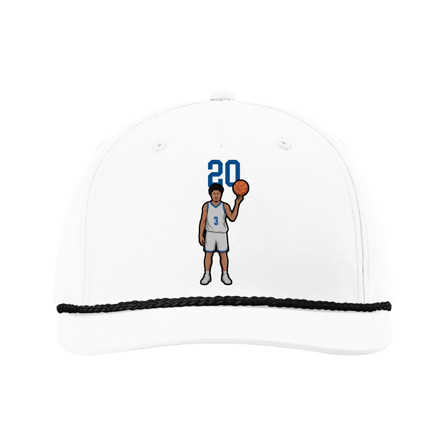 Five-Panel Classic Rope Cap — Number Top in White