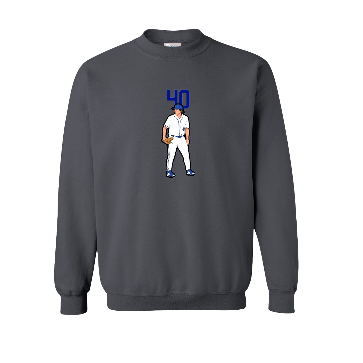 Fleece Crew — Number Top in Grey