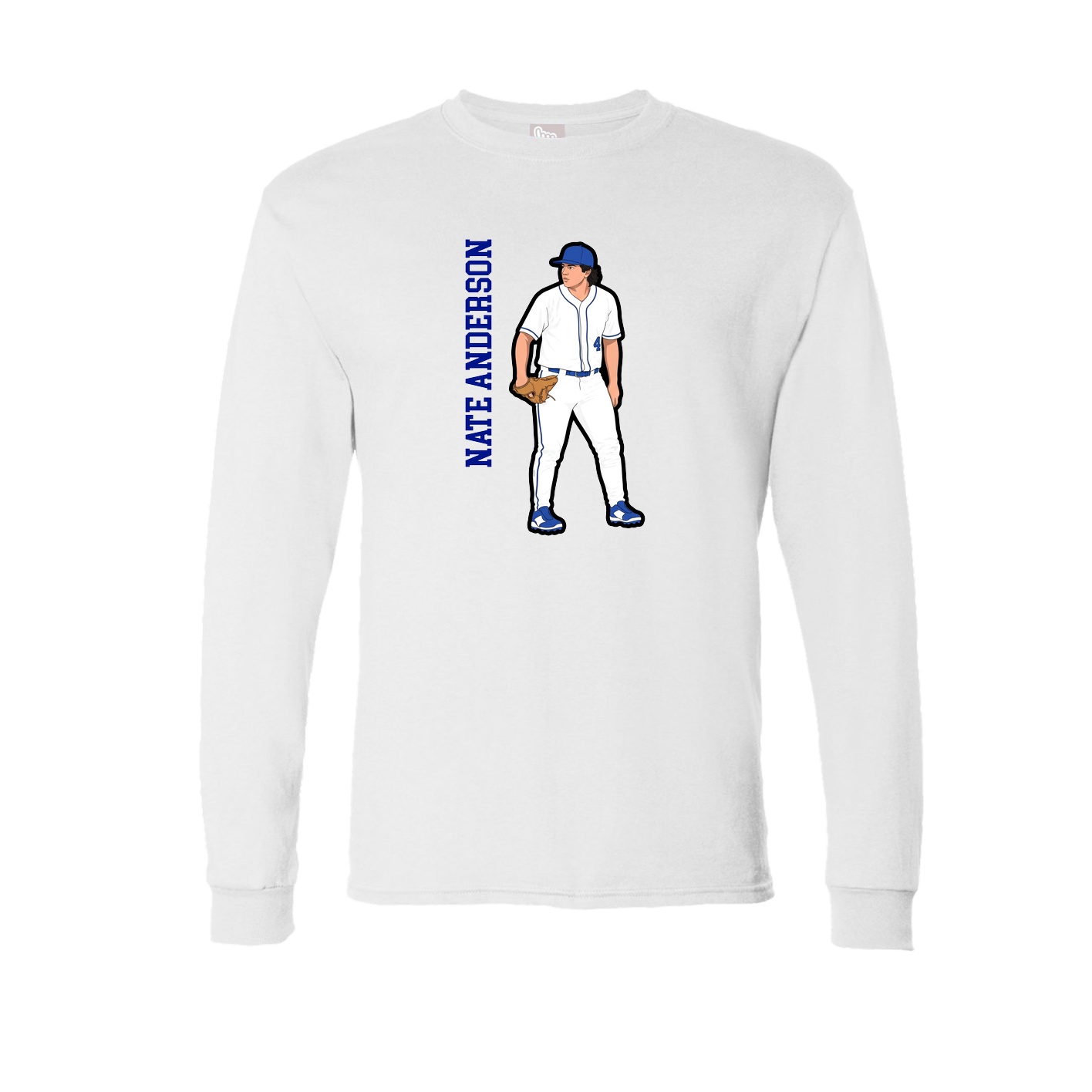 Long Sleeve Tee — Name Vertical in White
