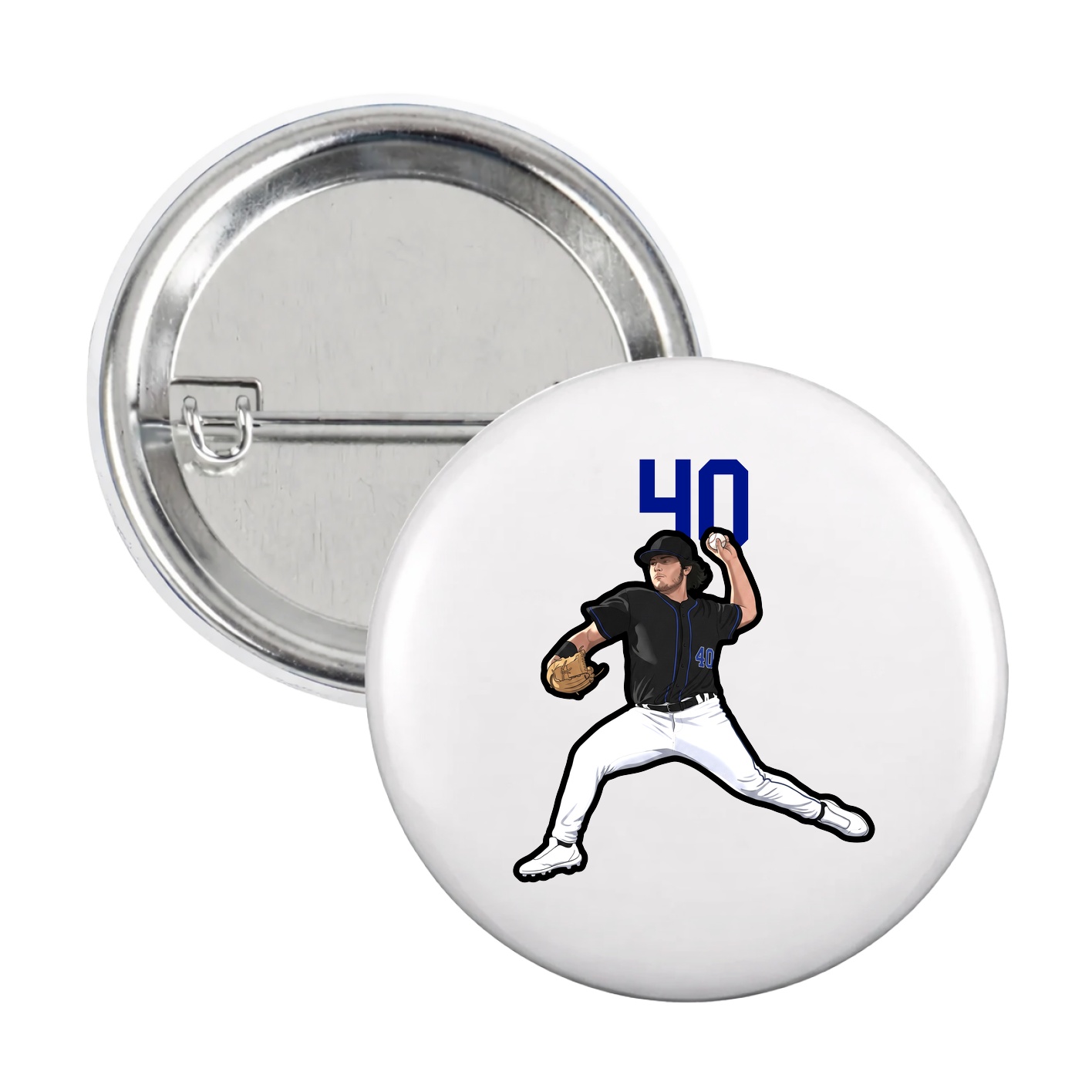 Game Day Button — Number Top in White