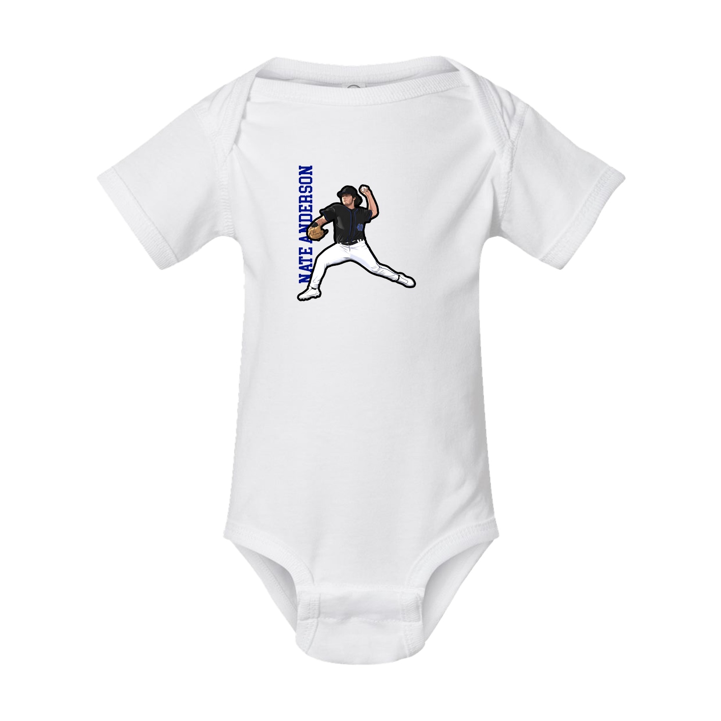Baby Onesie — Name Vertical in White