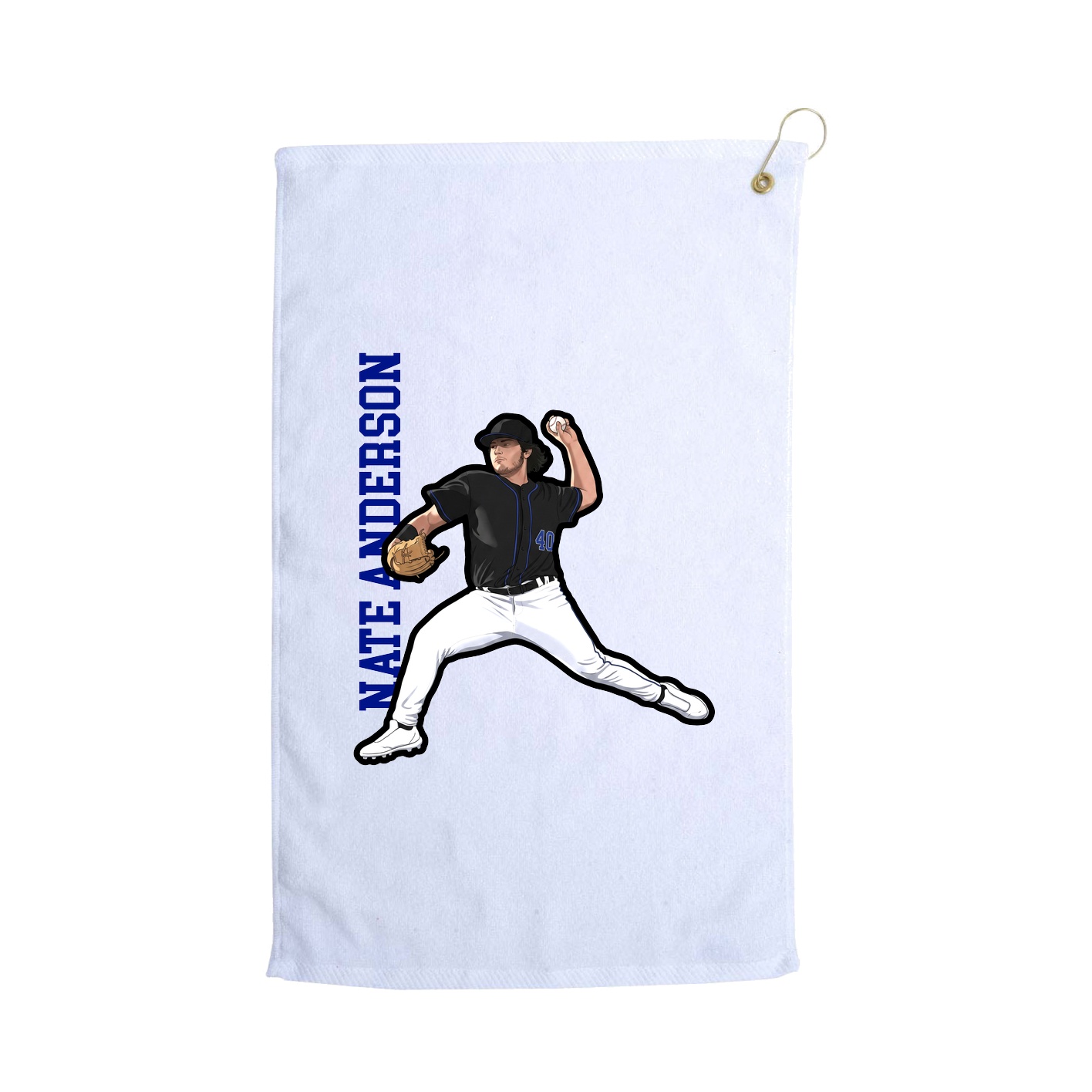 Golf Towel — Name Vertical in White