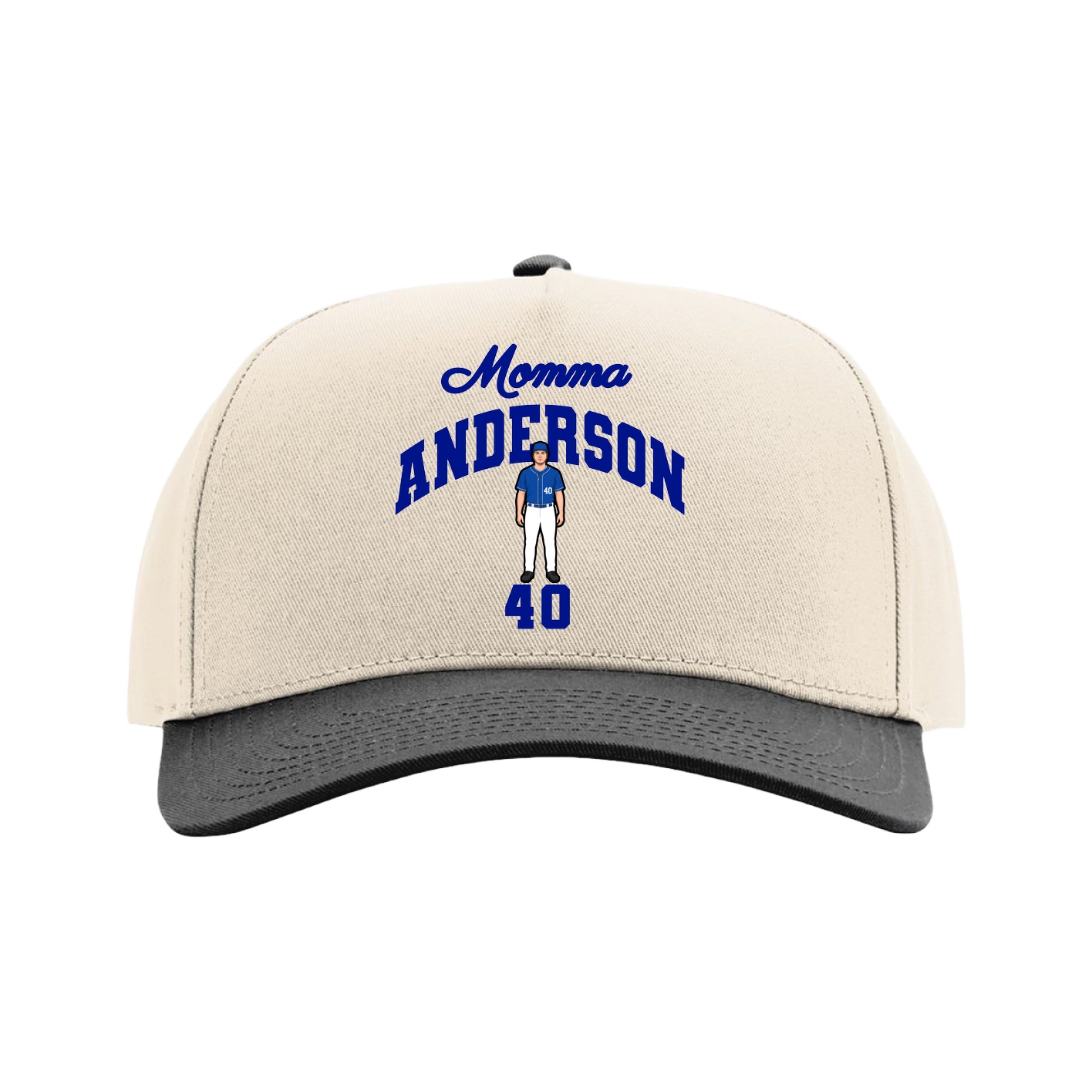 Full Fabric Five-Panel Champ Cap — Mothers Day Arch in Cream/Black