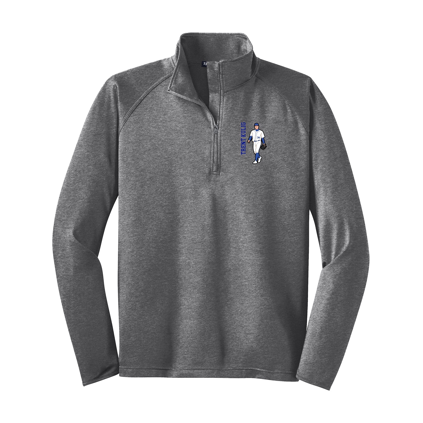 Q-Zip Pullover — Name Vertical in Grey