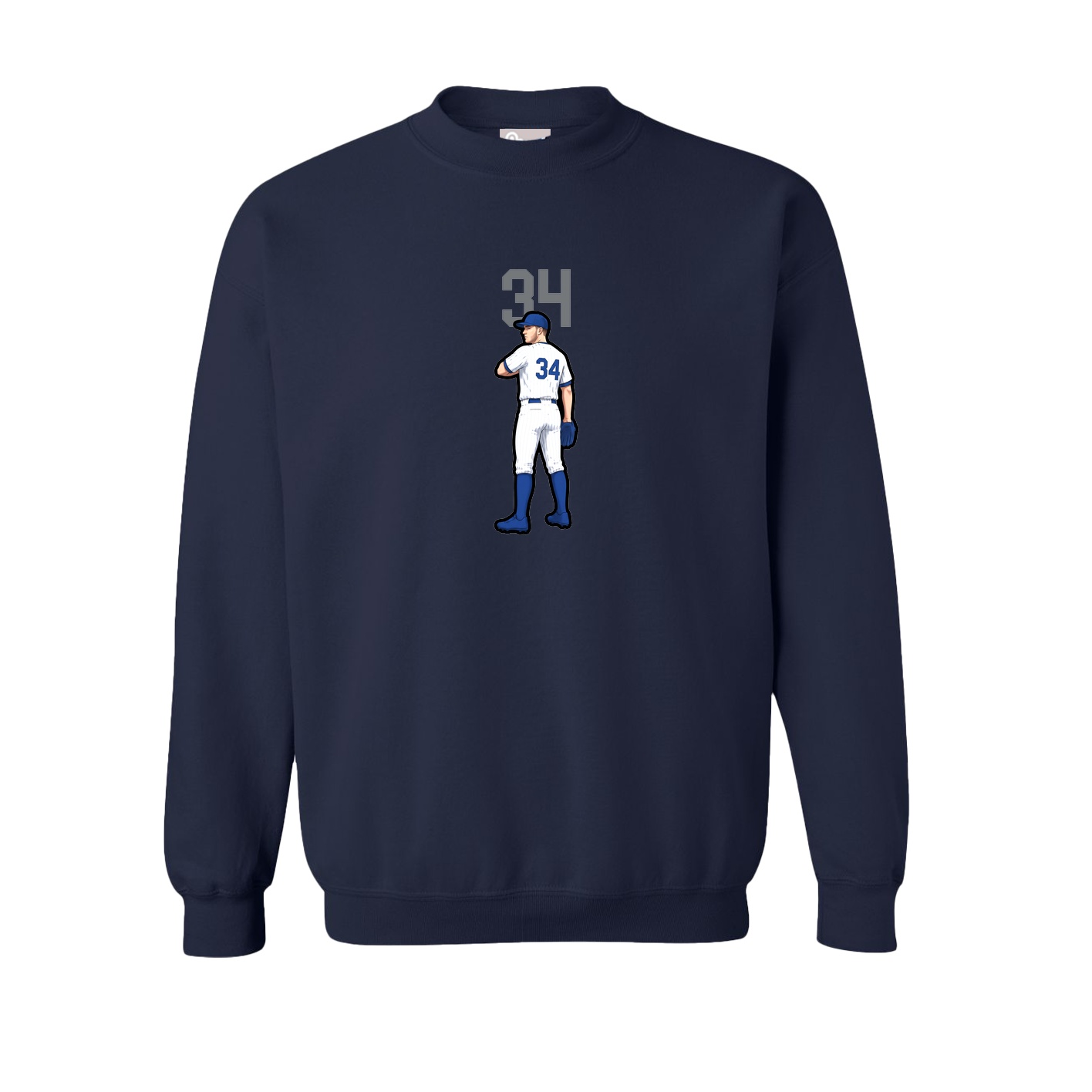 Fleece Crew — Number Top in Navy