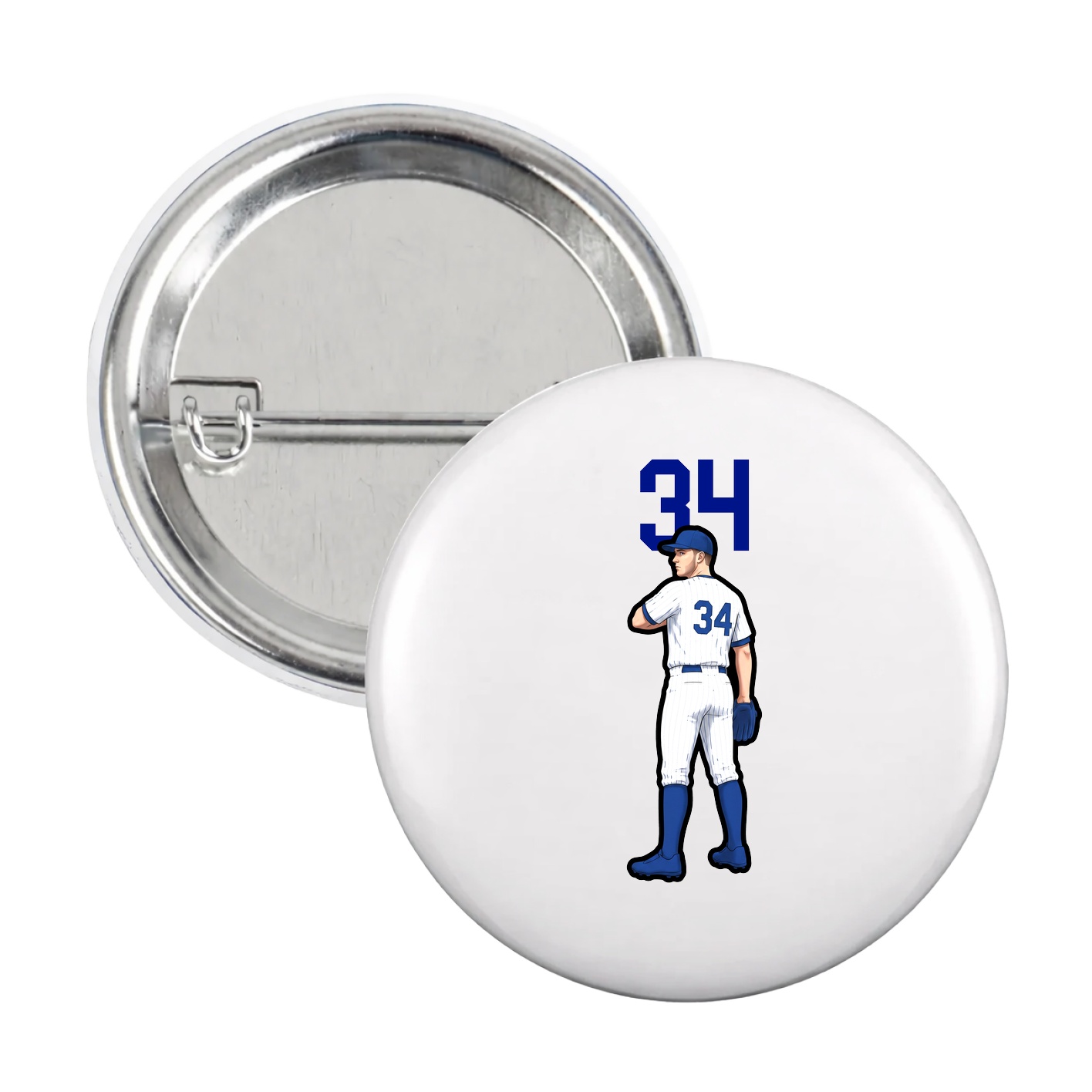 Game Day Button — Number Top in White
