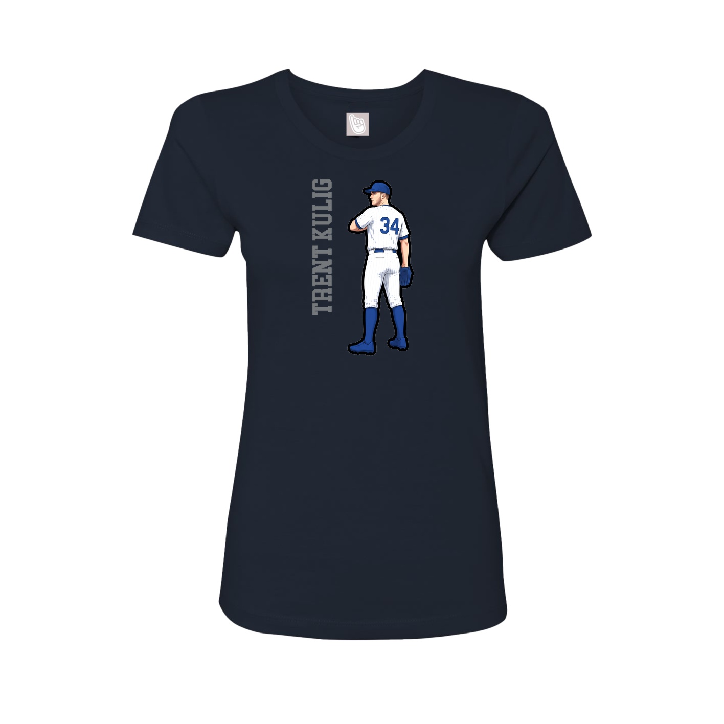 Fitted Women's Tee — Name Vertical in Navy
