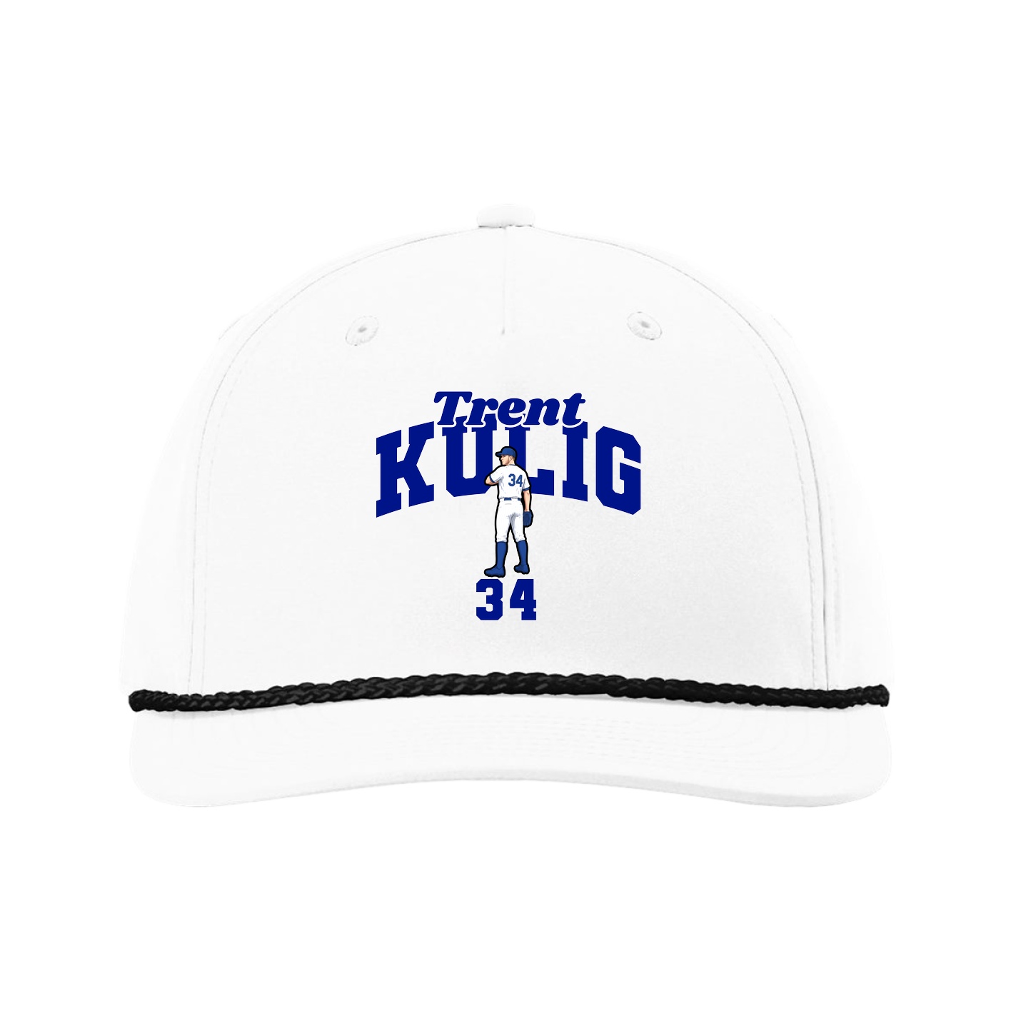 Five-Panel Classic Rope Cap — Signature Arch in White