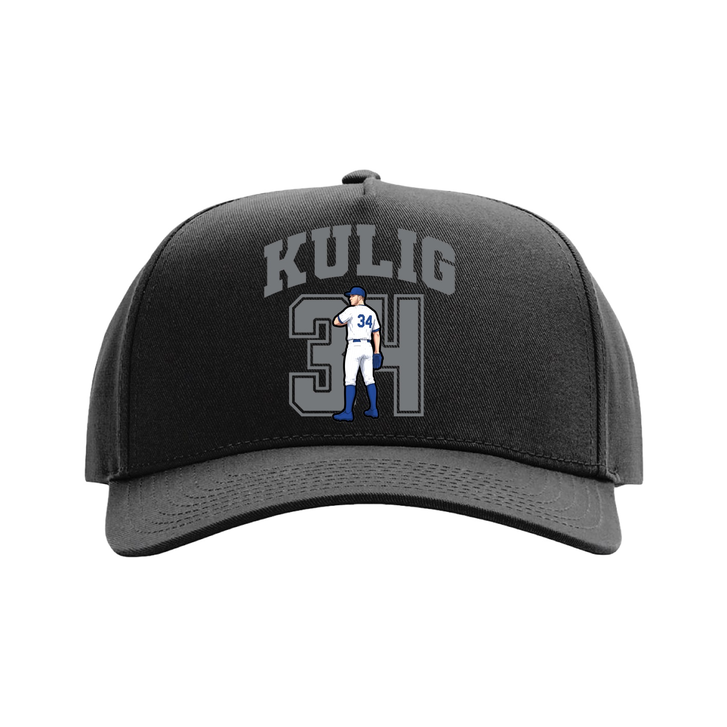 Full Fabric Five-Panel Champ Cap — Number in Black